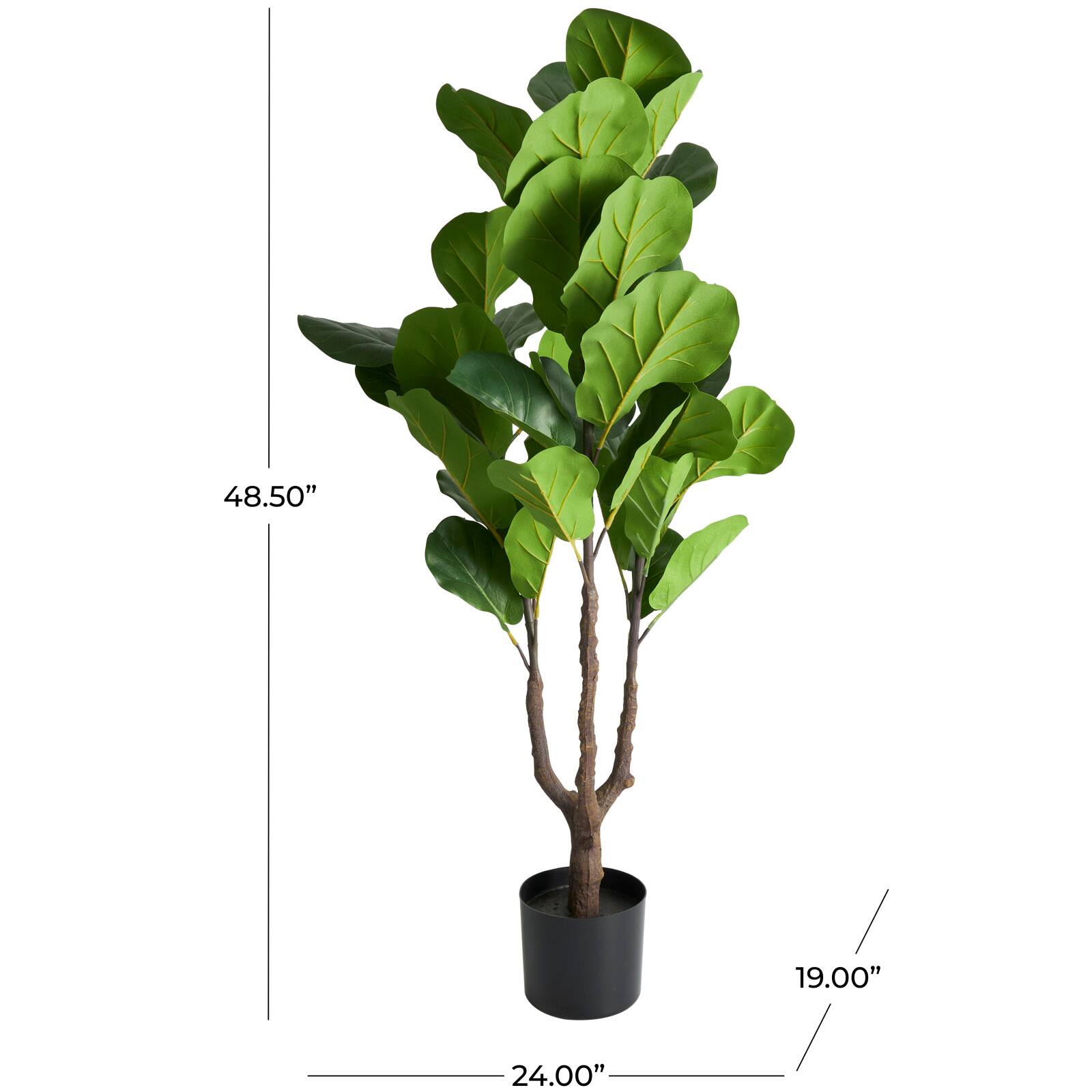 4ft. Green Fiddle Leaf Artificial Tree with Black Pot