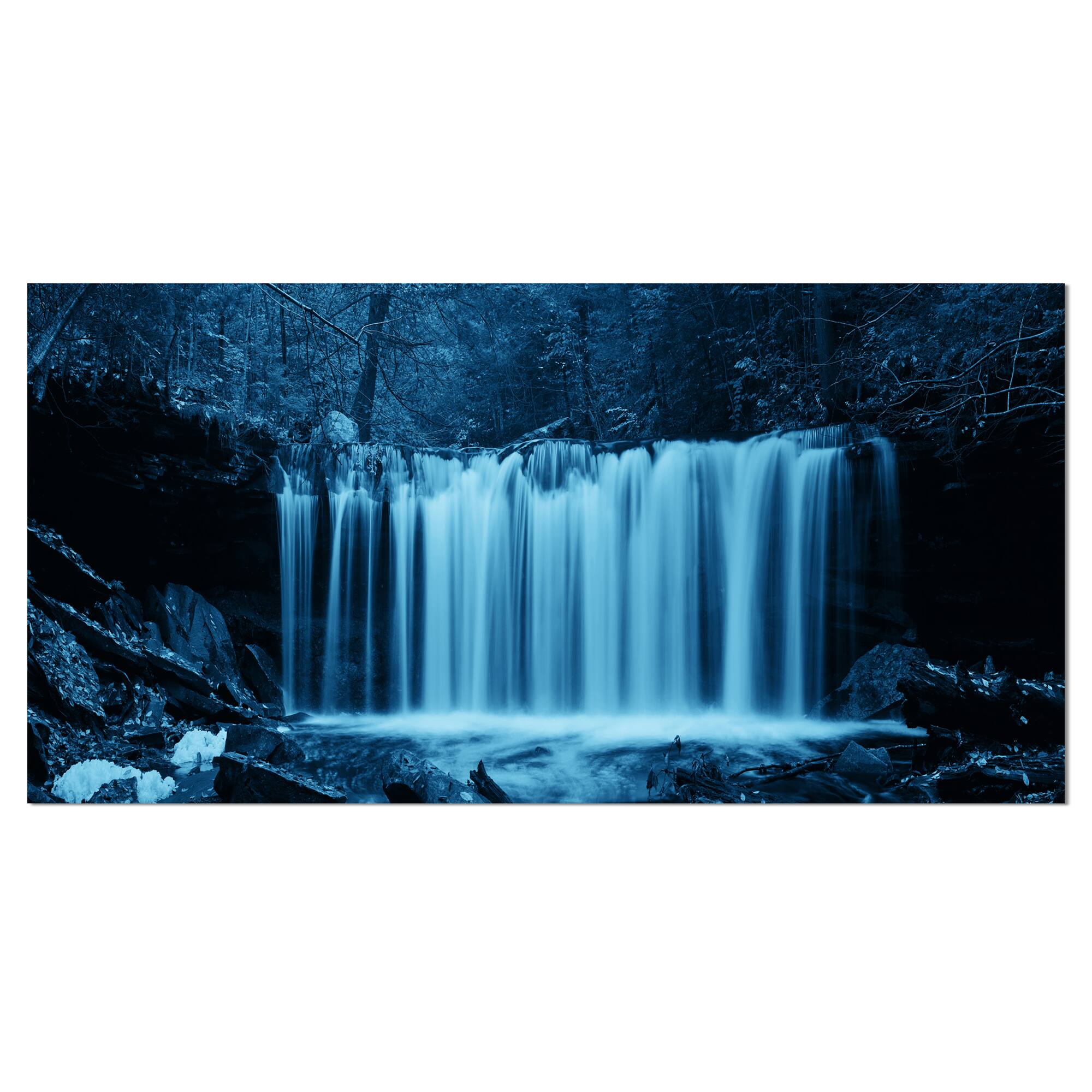 Designart - Waterfalls in Wood Black and White - Landscape Canvas Art Print