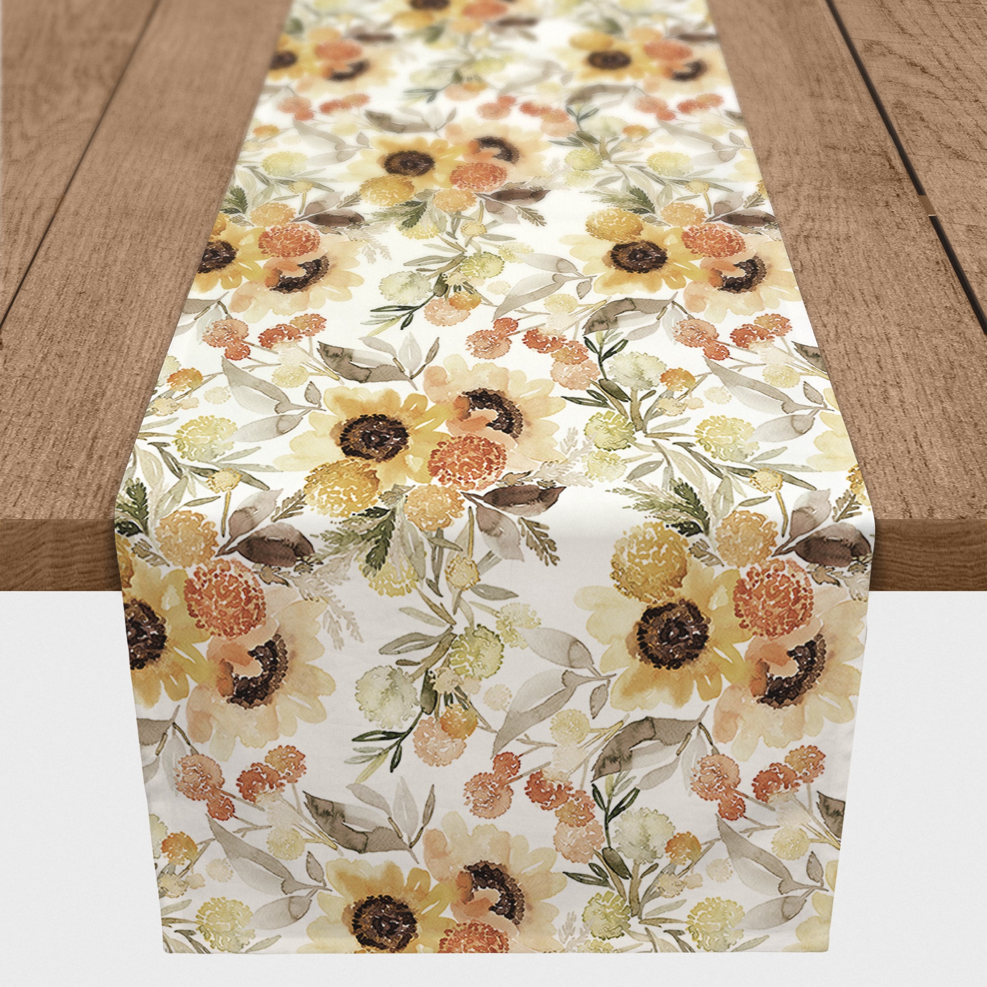 72&#x22; Fall Sunflowers Poly Twill Table Runner