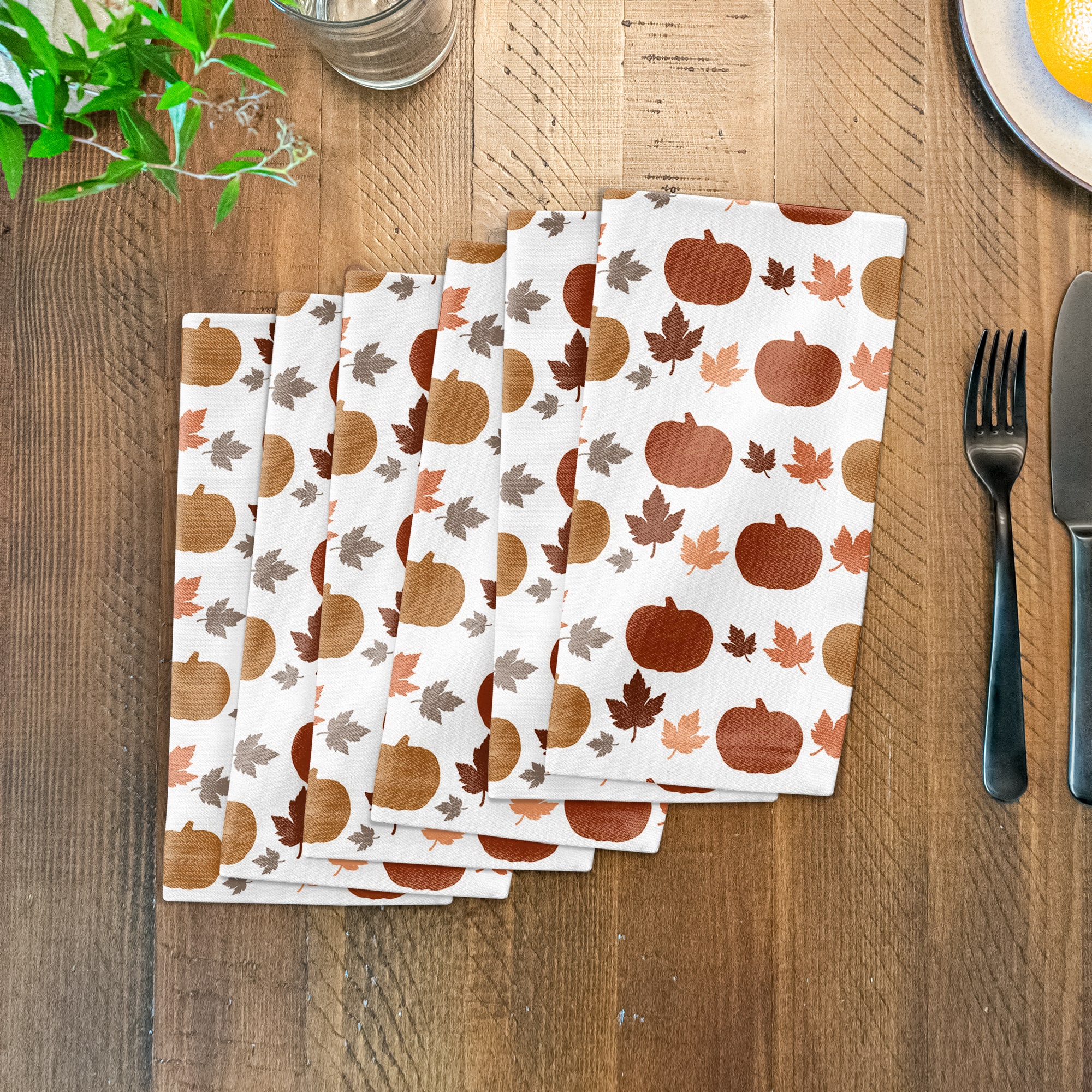 Simple Fall Icons Pattern Cotton Twill Napkin