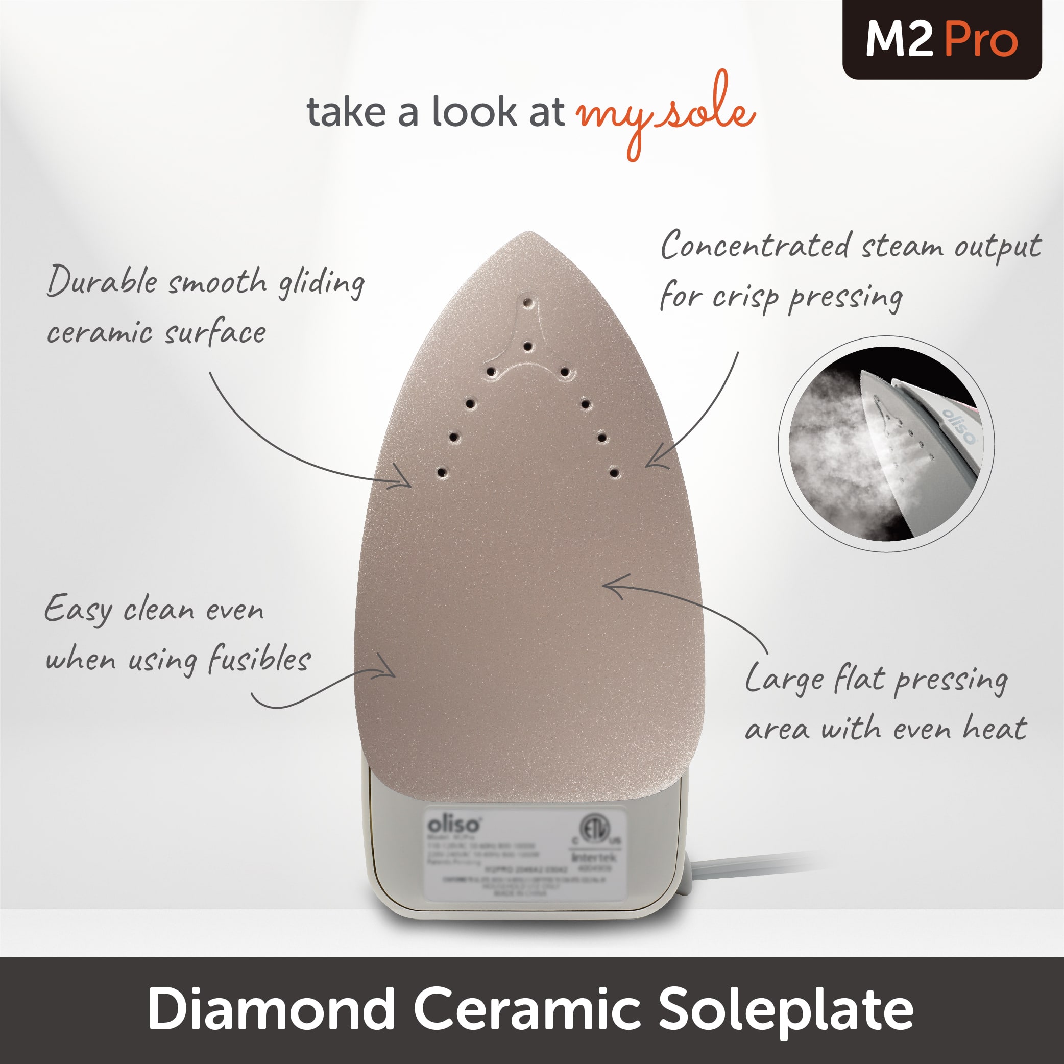 oliso M2Pro Butterscotch Mini Project Iron with Solemate&#x2122; Silicone Trivet