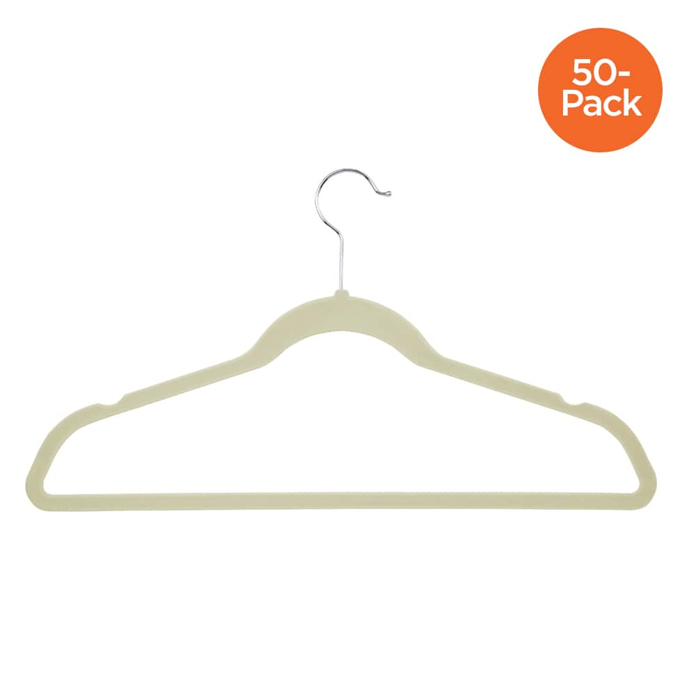 Honey Can Do White Slim-Profile Non-Slip Velvet Hangers, 50ct.