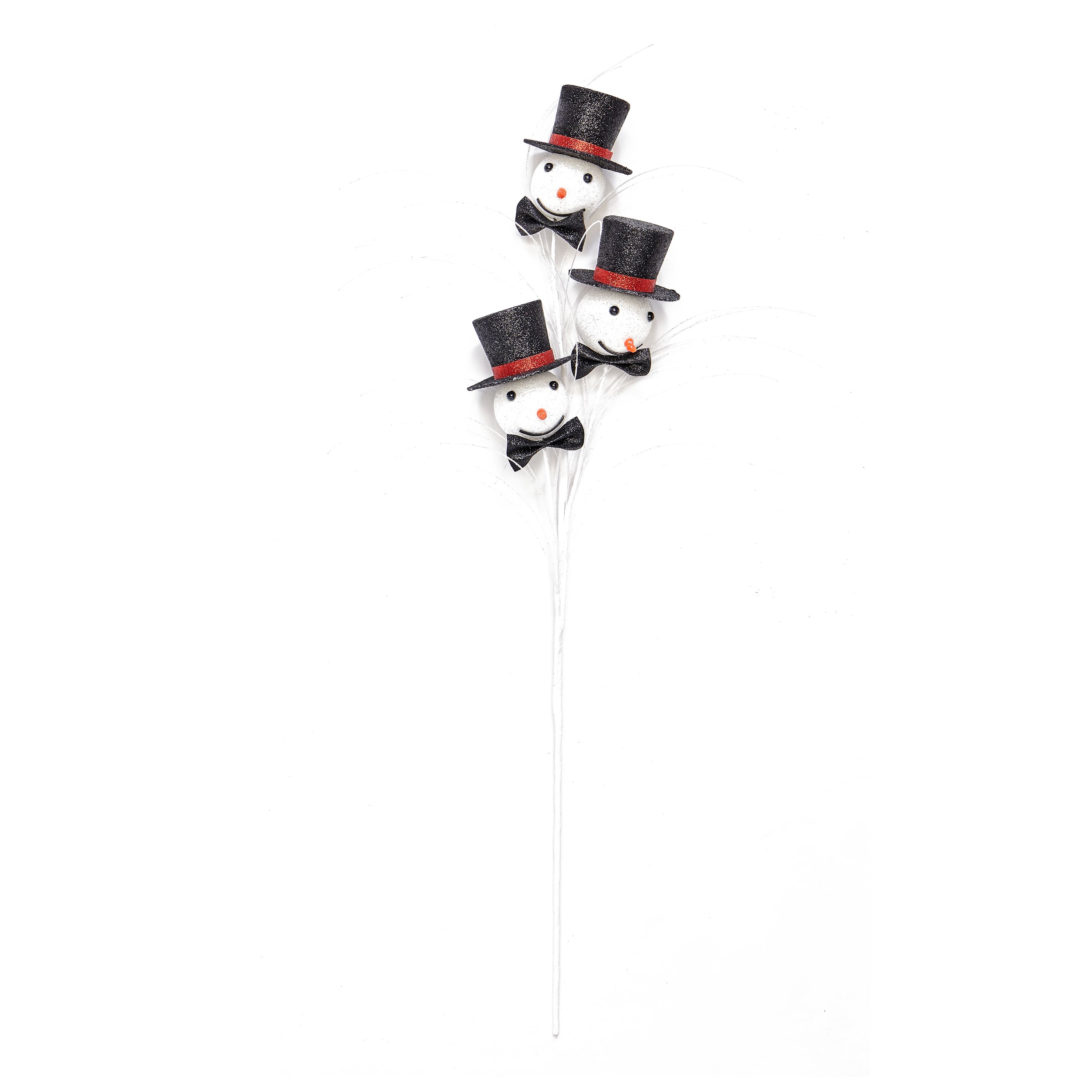 29.5" Black & White Glittered Snowman Spray with Tophat and Bowtie, 3ct.