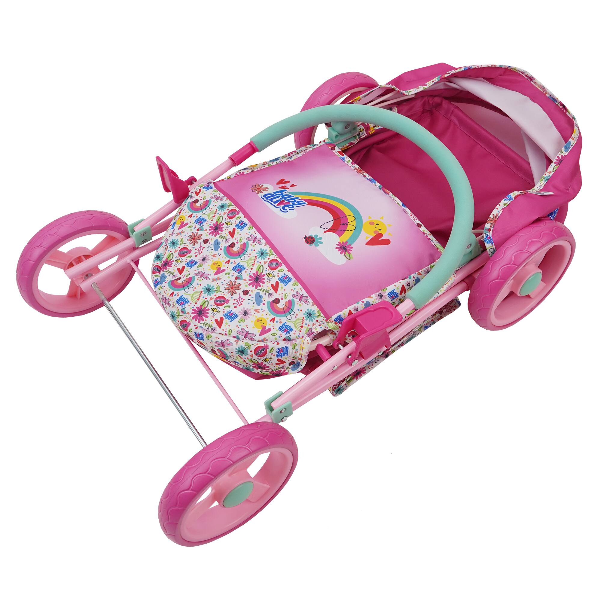 509 Crew Baby Alive Pink and Rainbow Deluxe Classic Doll Pram