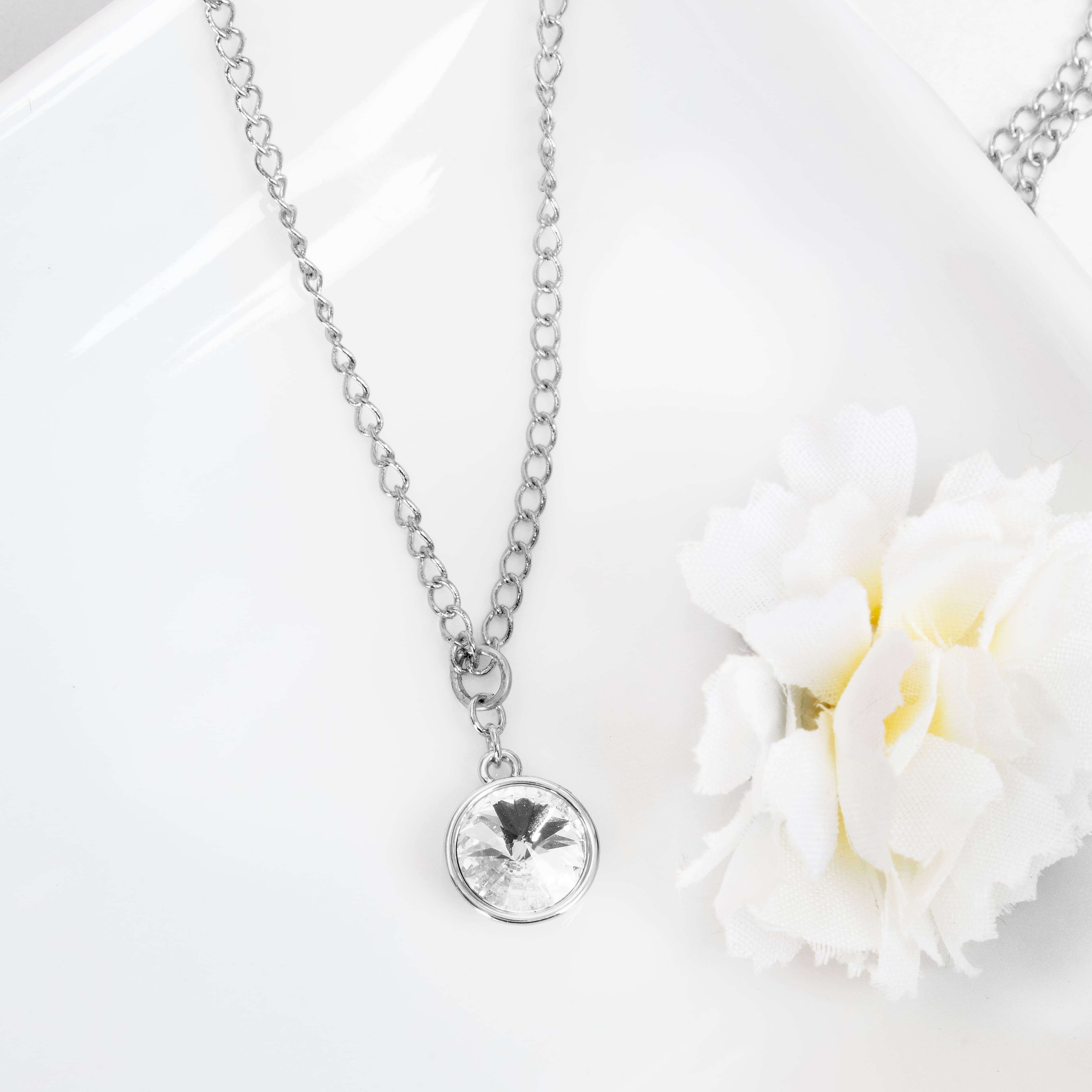 Clear Austrian Crystal Rivoli Cut Charm in Silver Setting by Bead Landing™