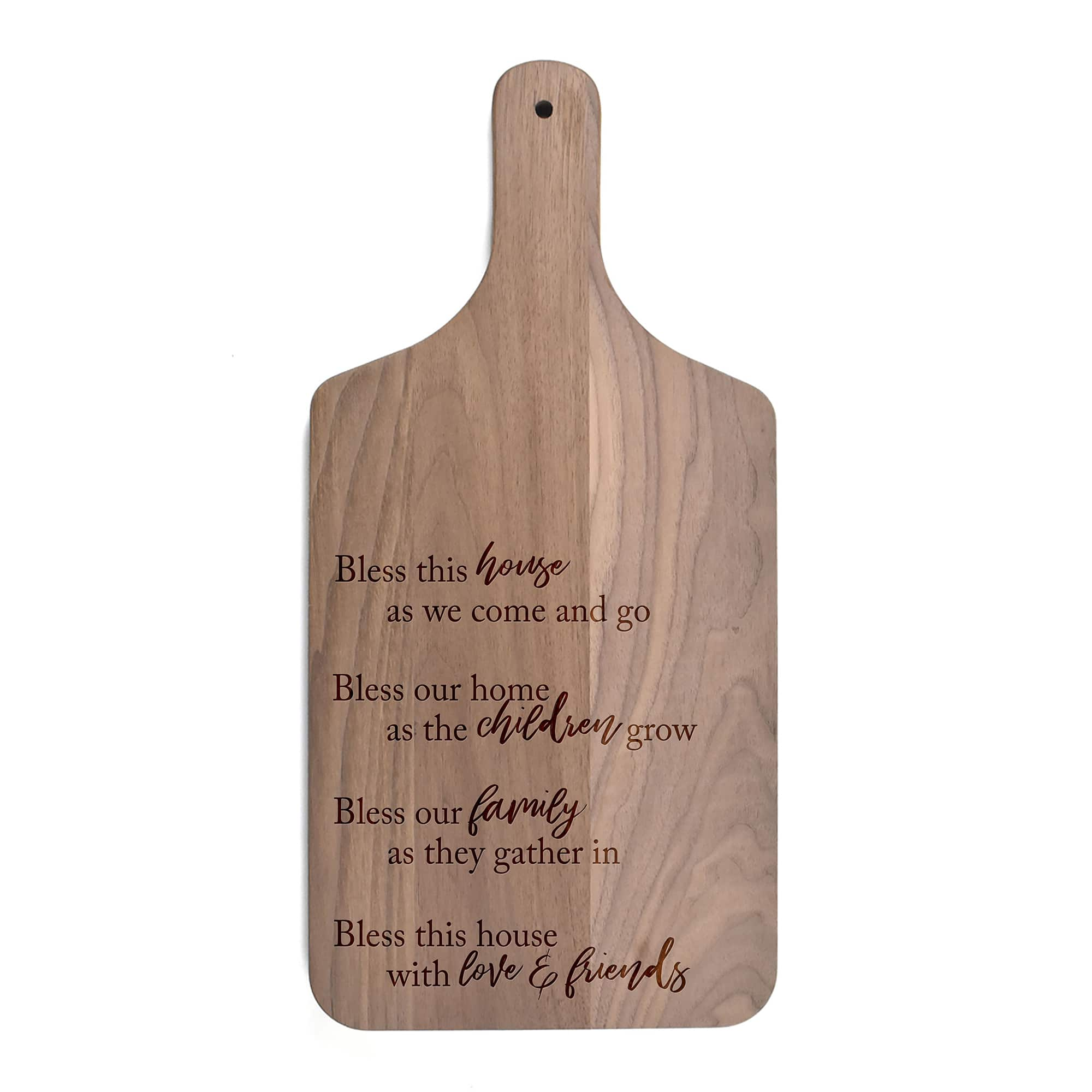 17&#x22; Bless This House Walnut Paddle Cutting Board