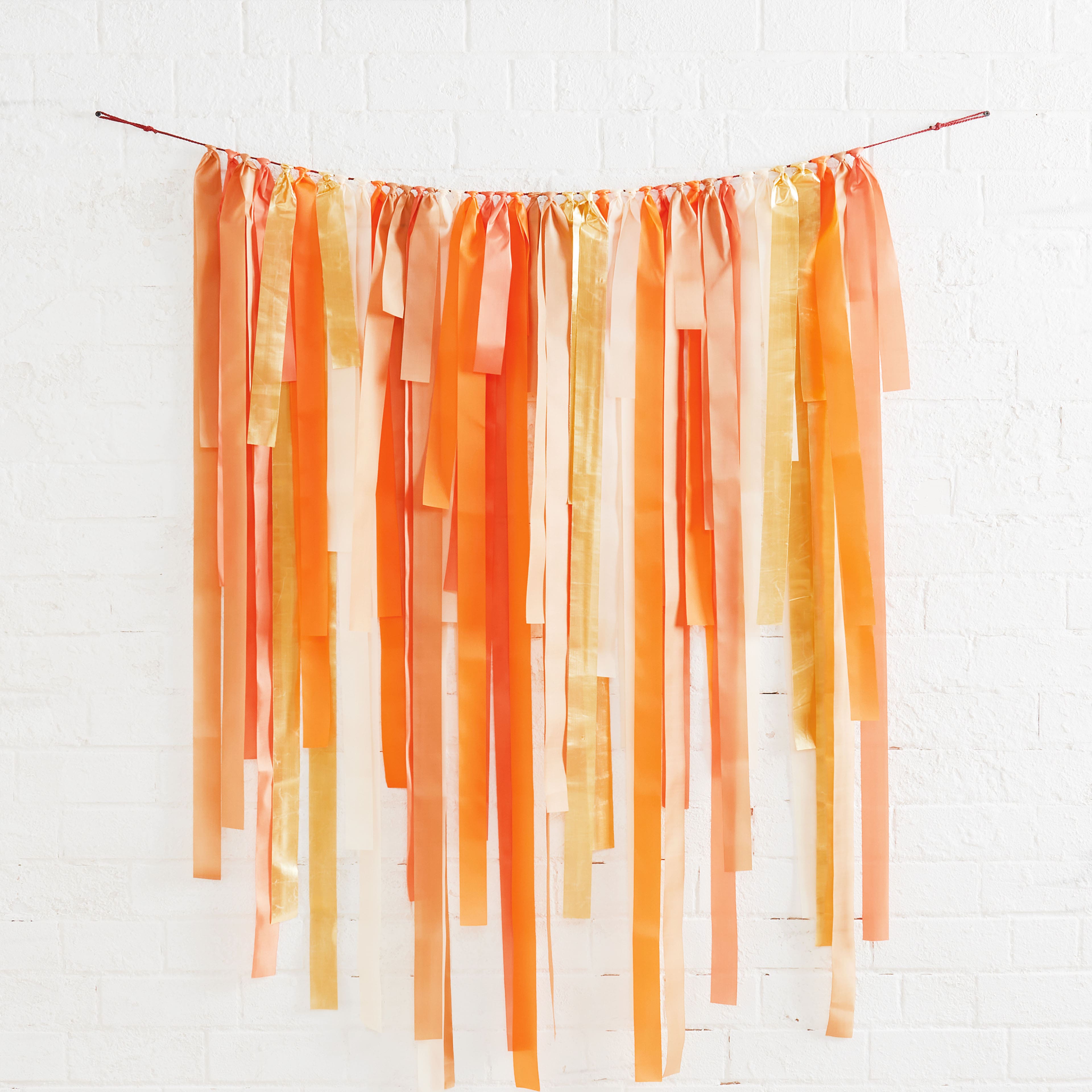 30&#x22; x 50&#x22; Orange &#x26; Gold Fringe Backdrop by Celebrate It&#x2122;