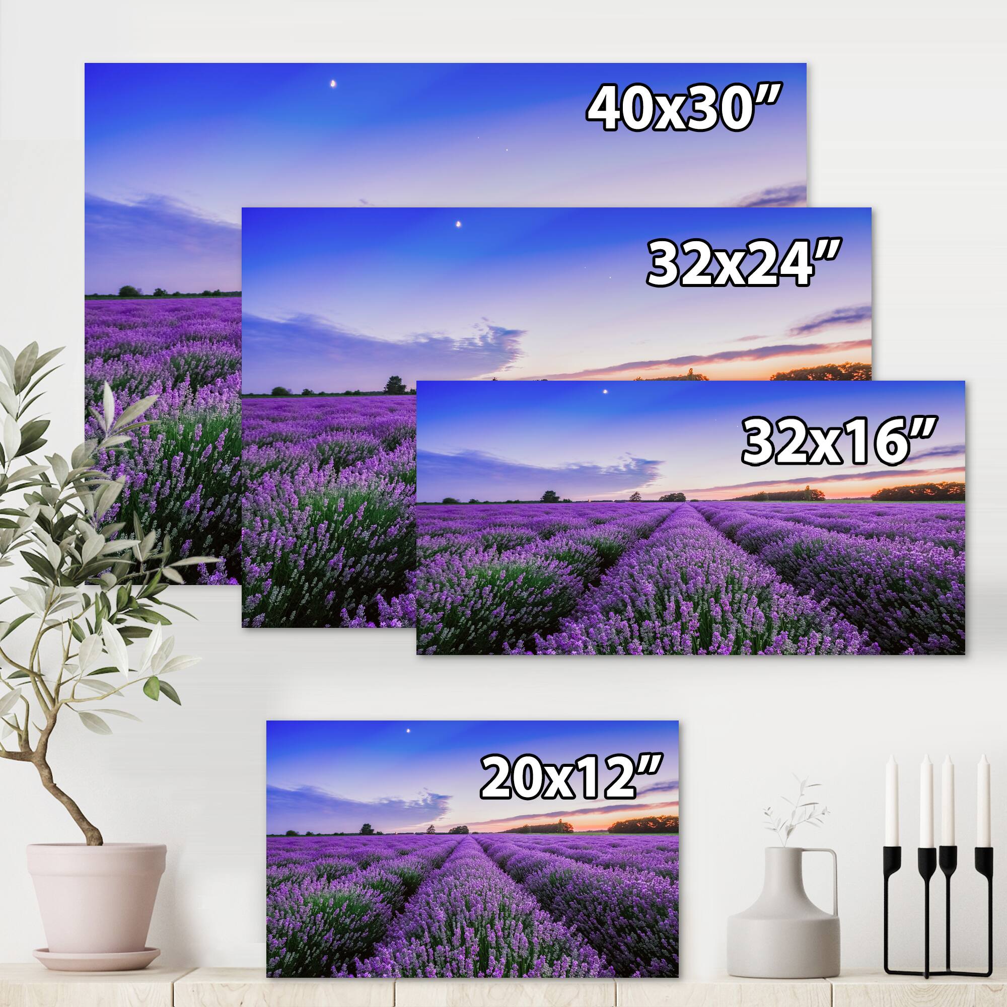 Designart - Sunrise & Dramatic Clouds Over Lavender Field II