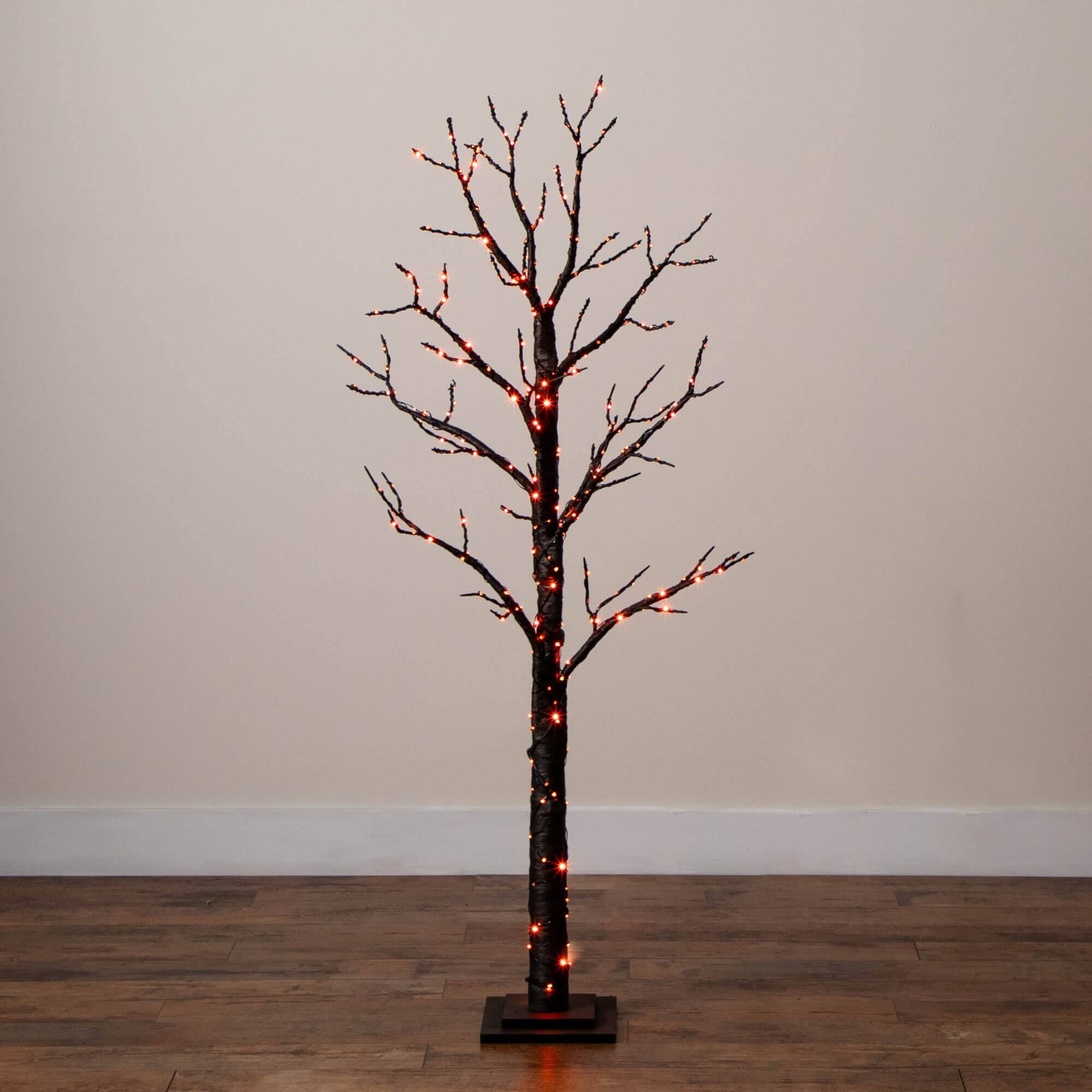 5ft. Pre-Lit Artificial Halloween Twig Tree with 360 Orange & Purple LED Lights