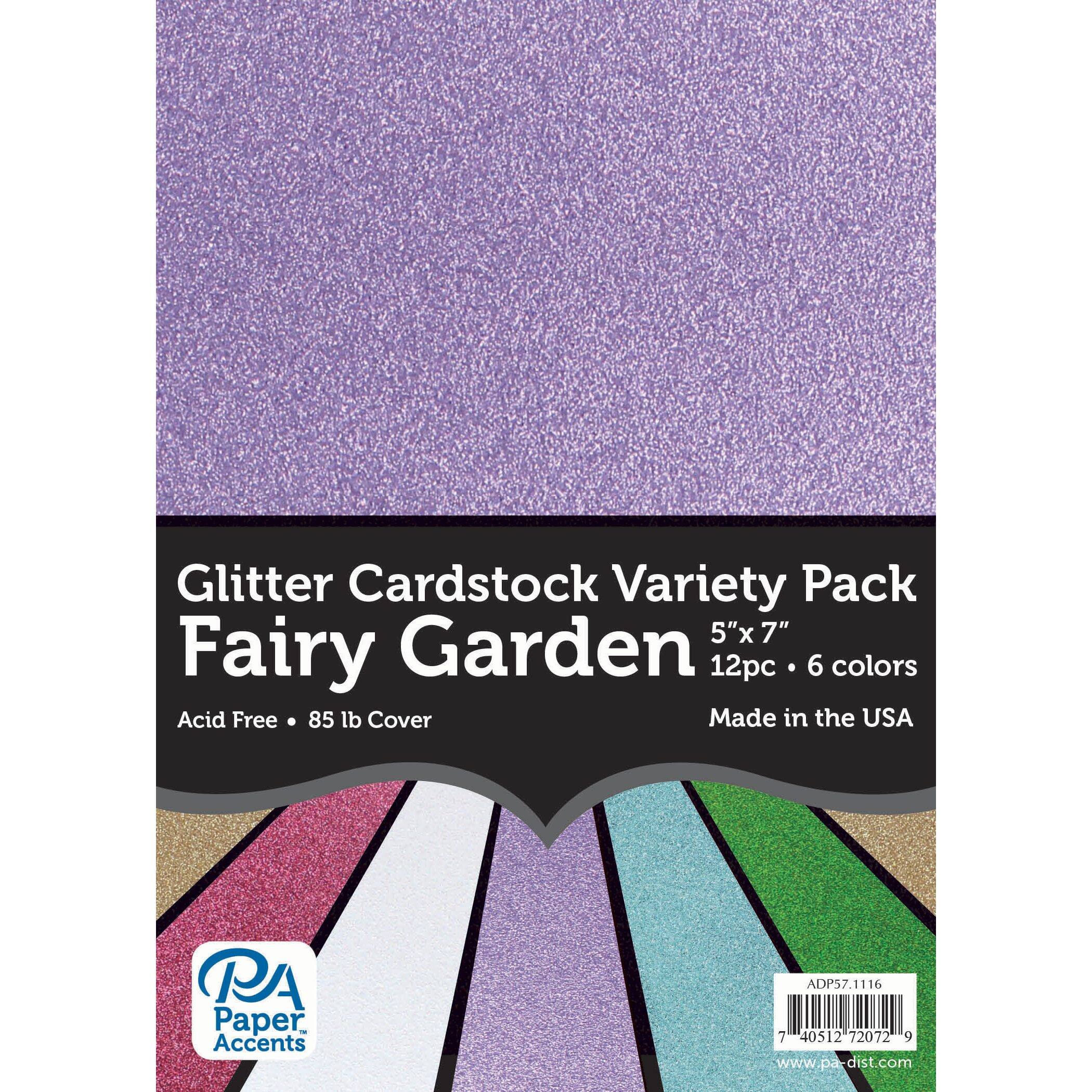 PA Paper&#x2122; Accents Fairy Garden 5&#x22; x 7&#x22; Glitter Cardstock Variety Pack, 12 Sheets