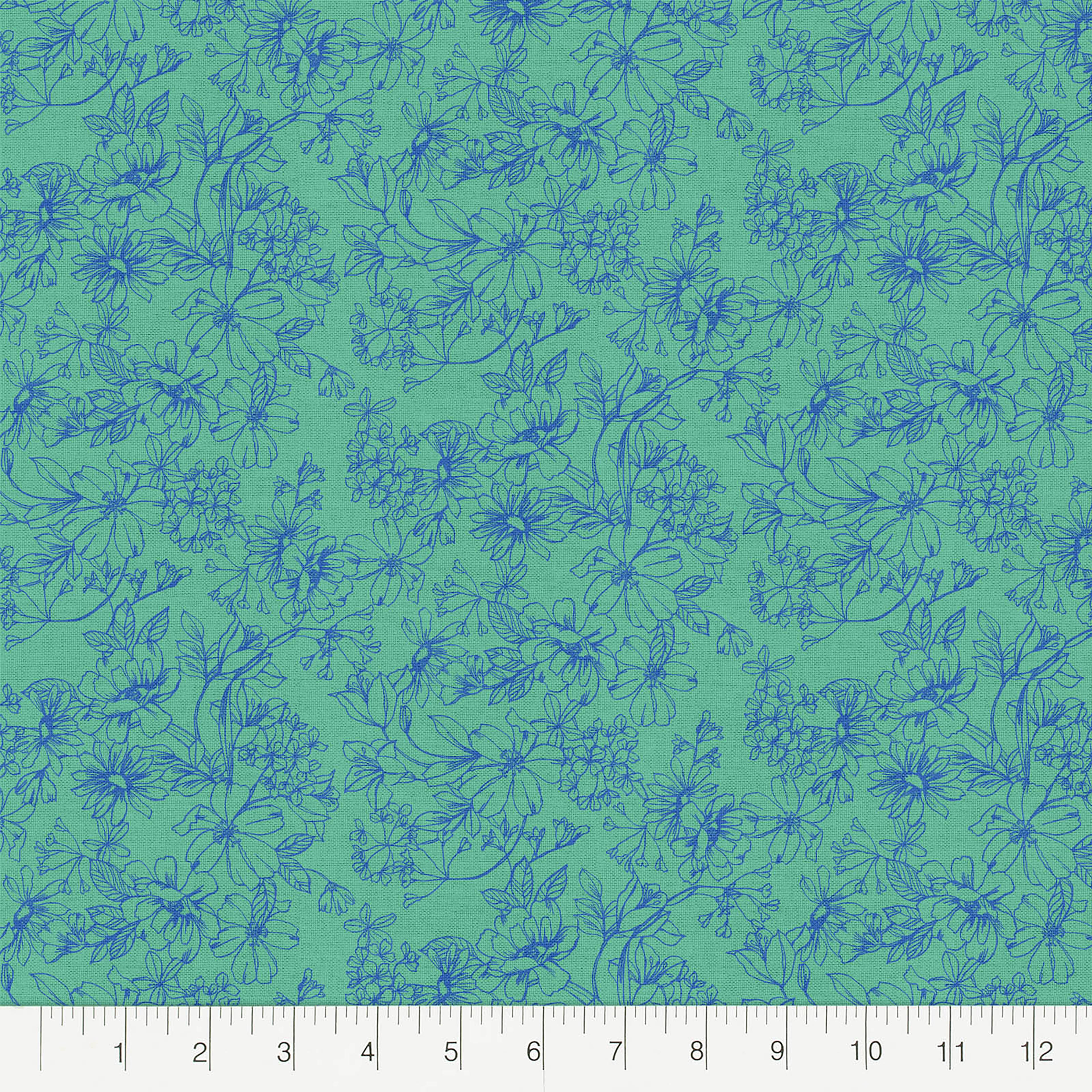 Fabric Editions Turquoise Floral Cotton Fabric