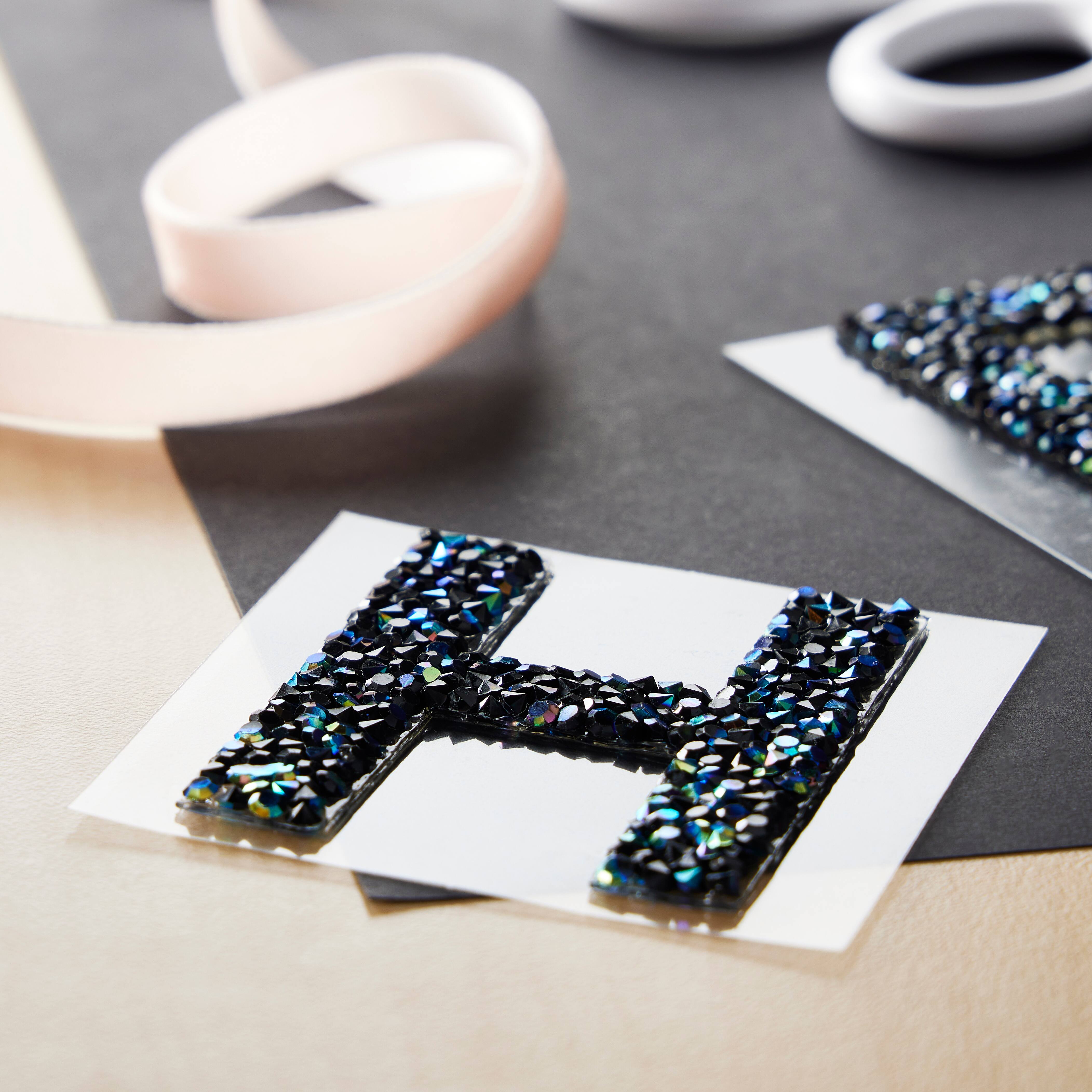 12 Pack: Black AB Letter Bling Sticker by Recollections®