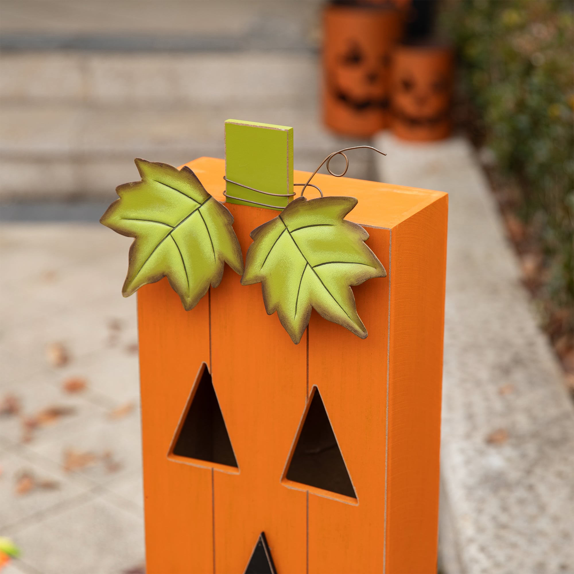 Glitzhome&#xAE; 30&#x22; Lighted Halloween Wooden Pumpkin Porch D&#xE9;cor