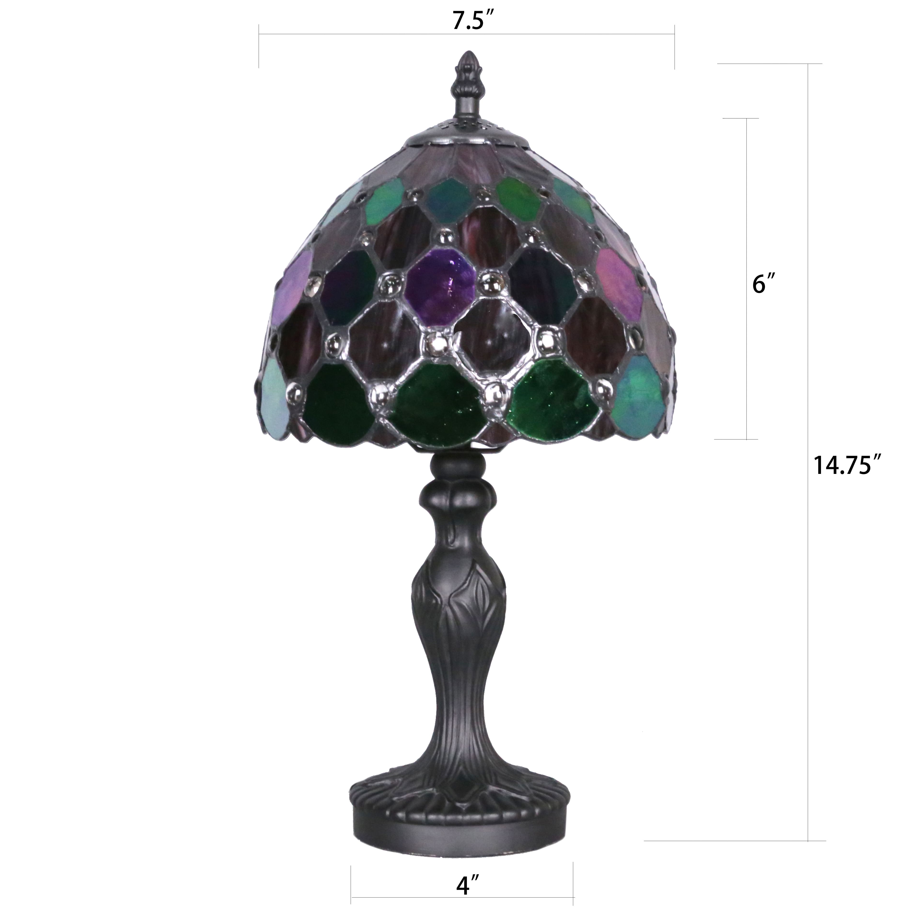 14.75&#x22; Black, Green &#x26; Purple Glass Lamp by Ashland&#xAE;