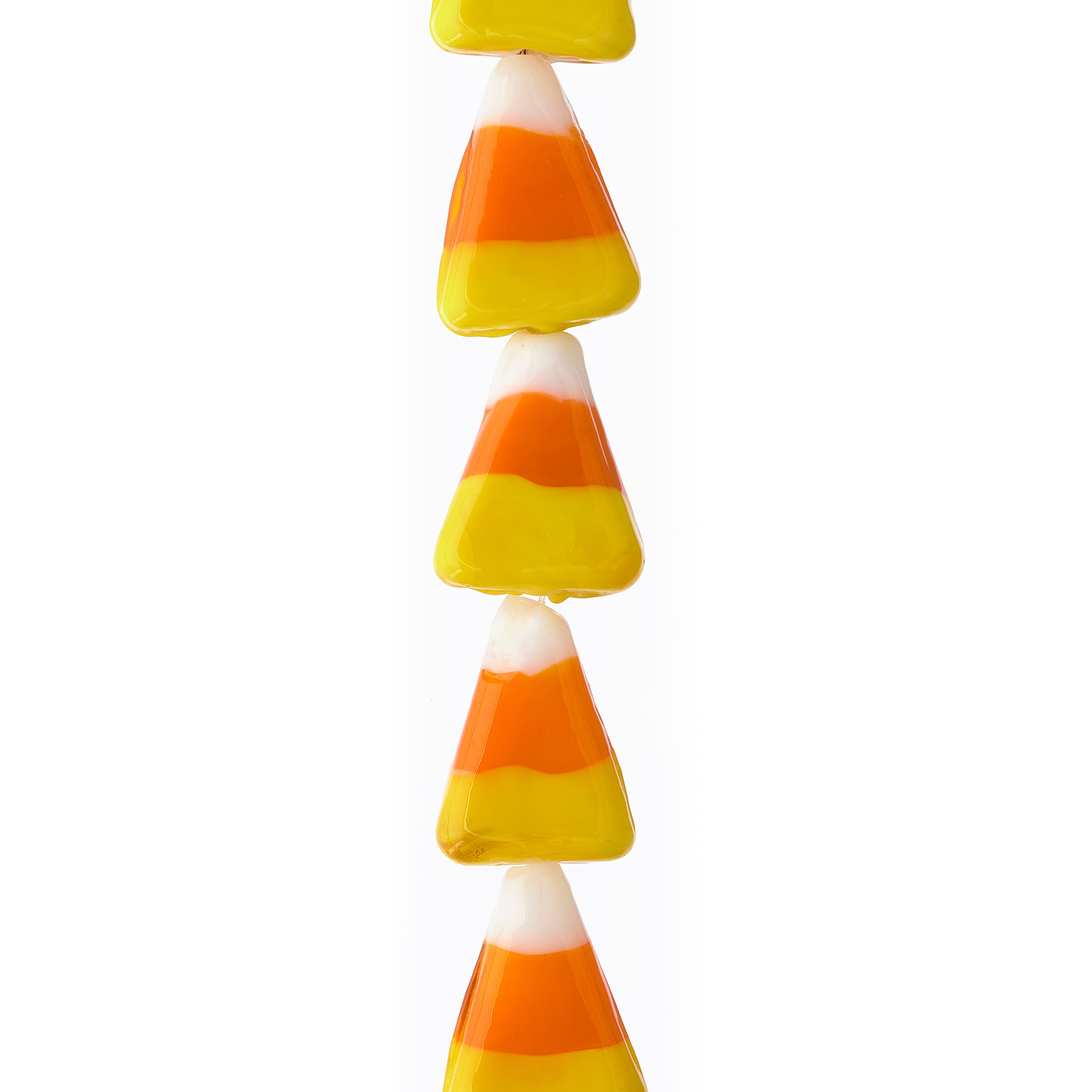 Yellow, Orange & White Candy Corn Glass Beads, 15mm by Bead Landing™