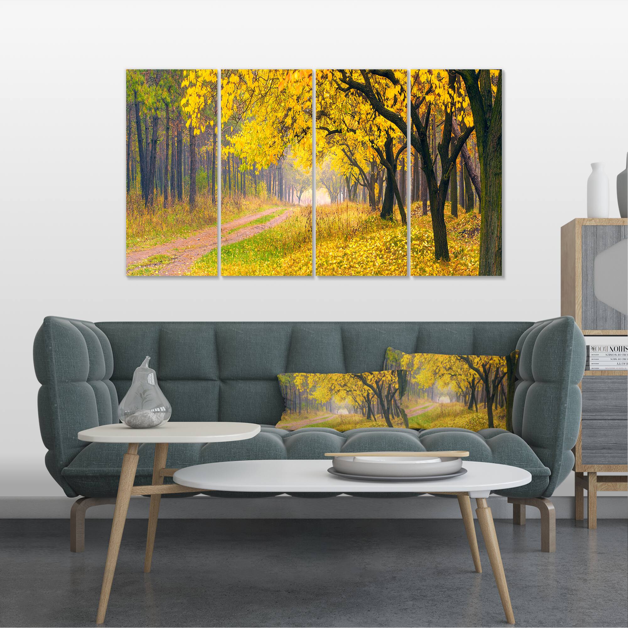 Designart - Bright Yellow Autumn Forest