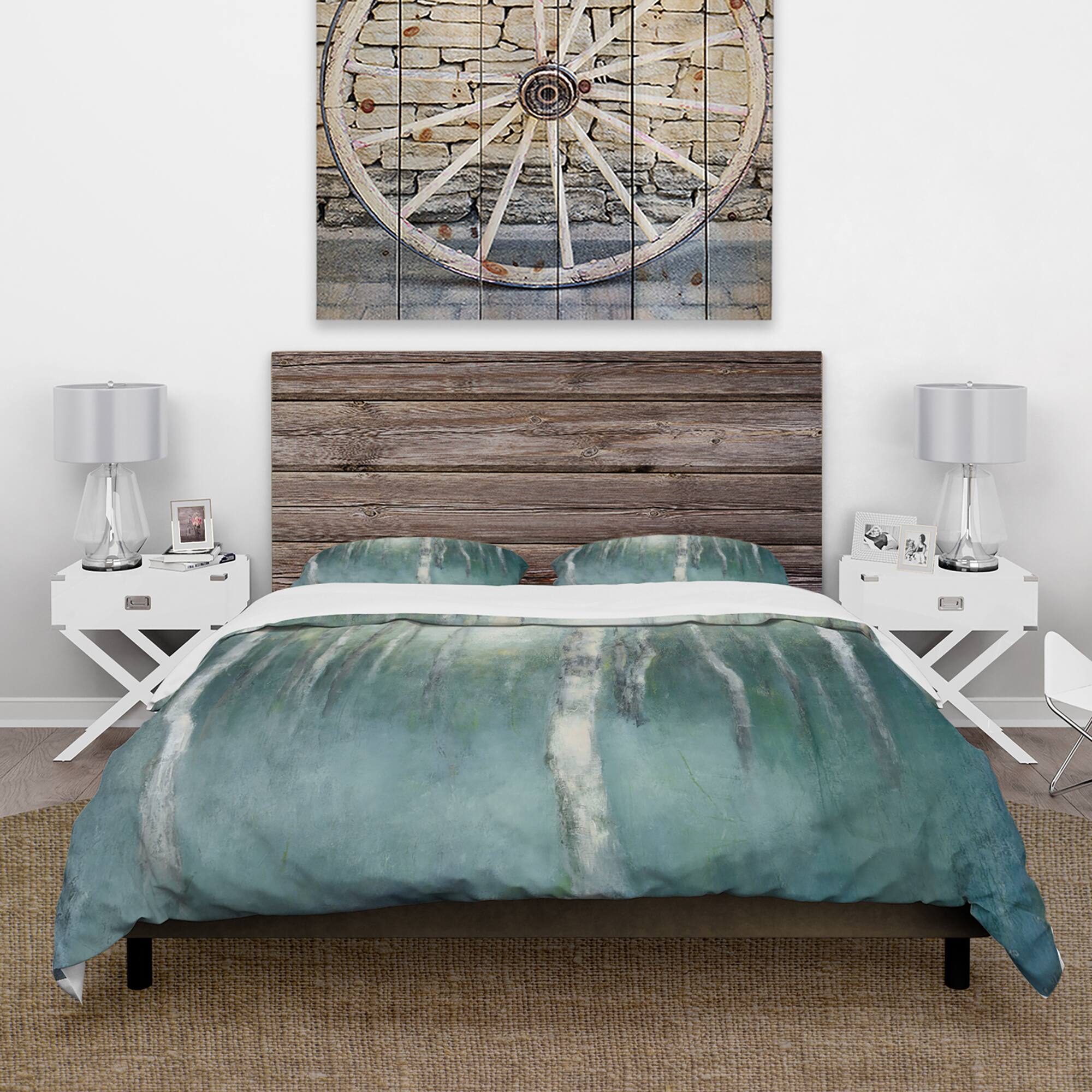Designart &#x27;Green Forest Dream&#x27; Cottage Bedding Set - Duvet Cover &#x26; Shams