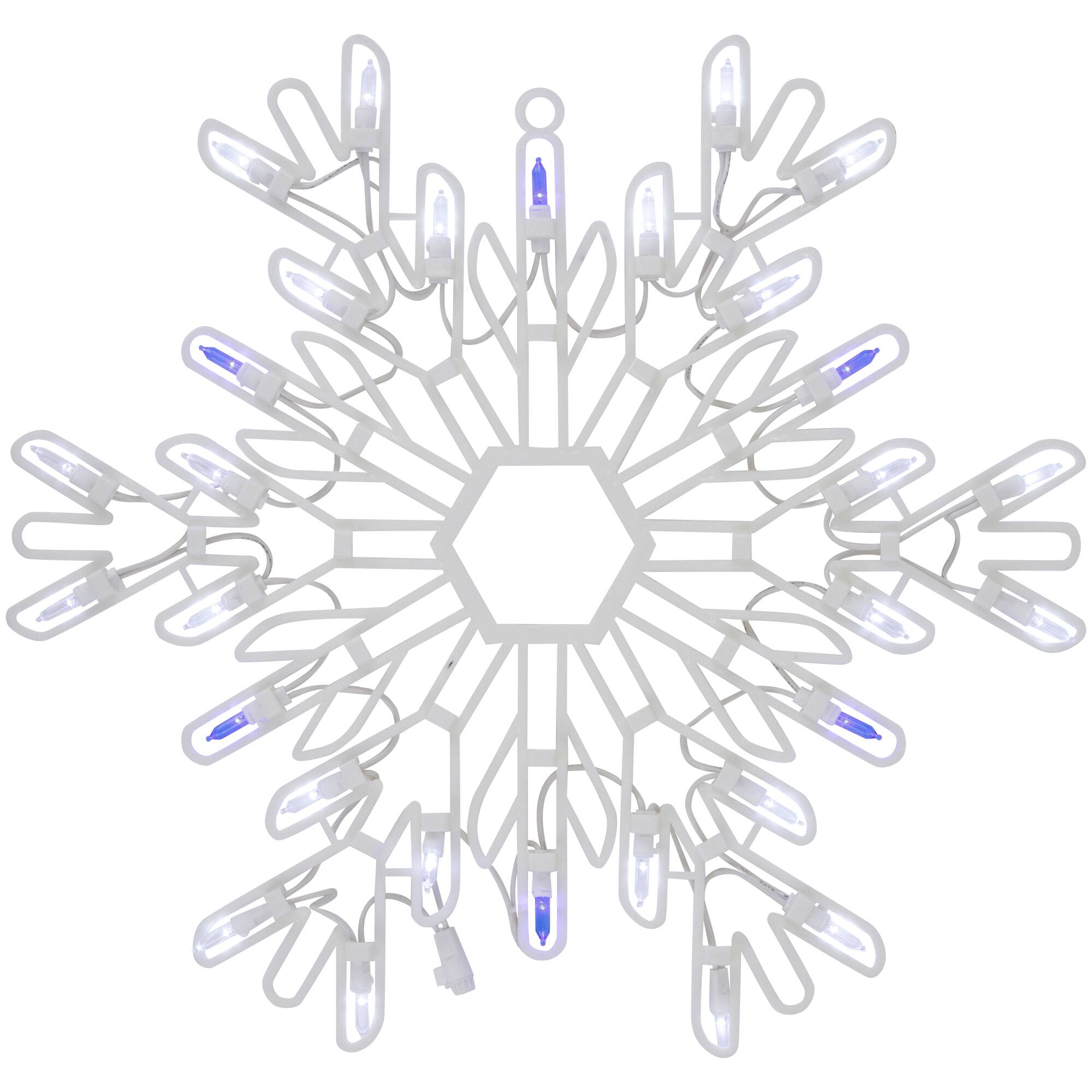 16" LED Lighted Pure White & Blue Snowflake Christmas Window Silhouette Décor