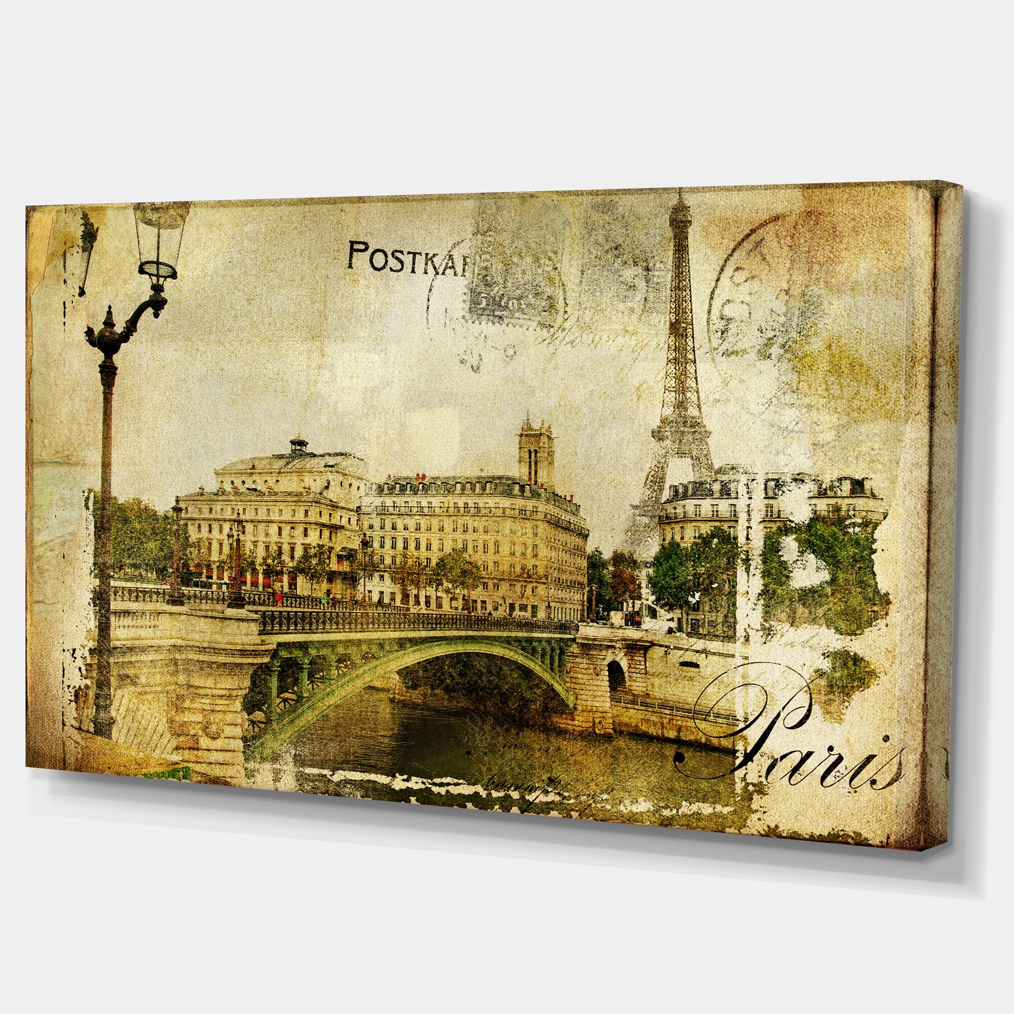 Designart - Vintage Paris - Abstract Cityscape Art