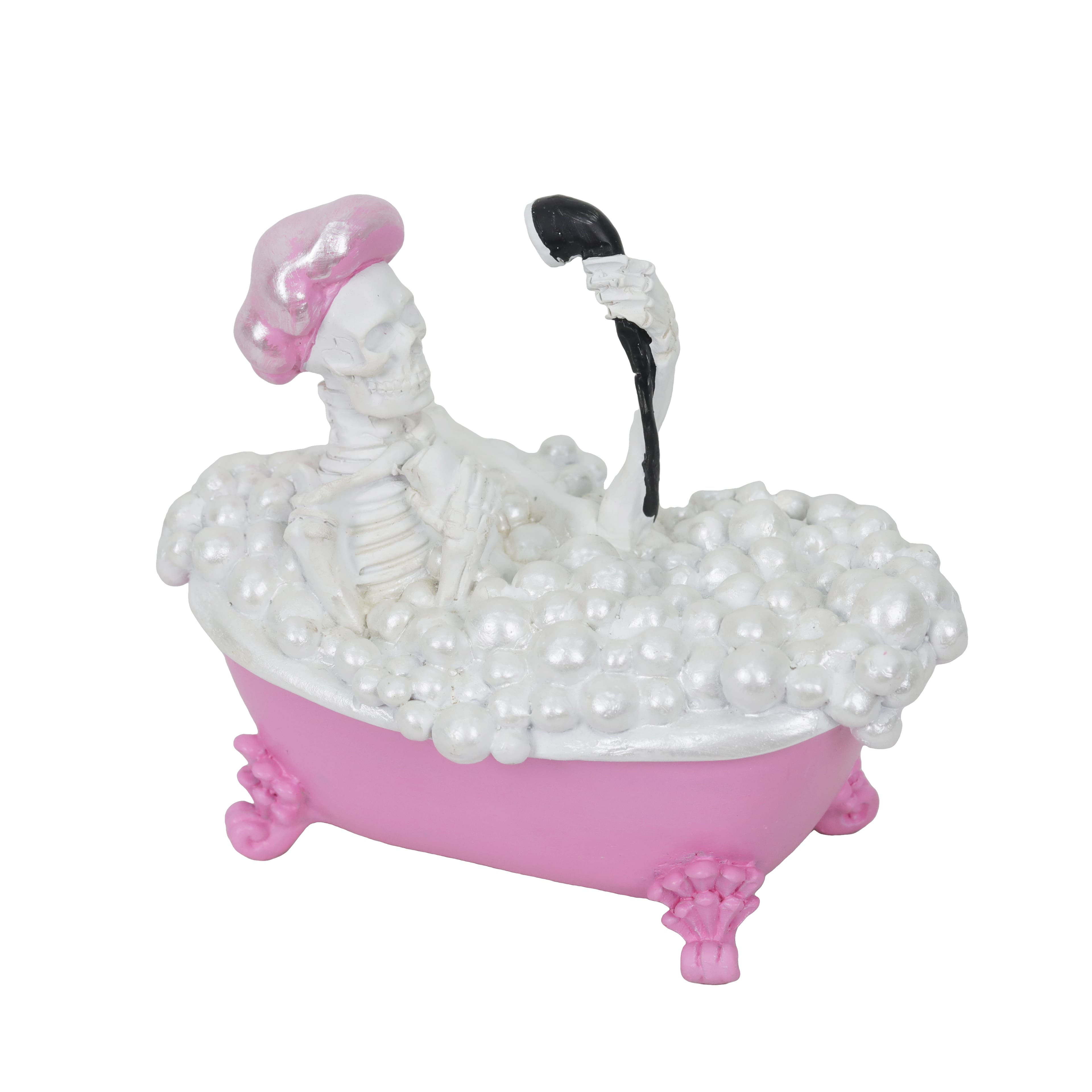 7.75" Pink & White Bathing Skeleton Tabletop Décor by Ashland®