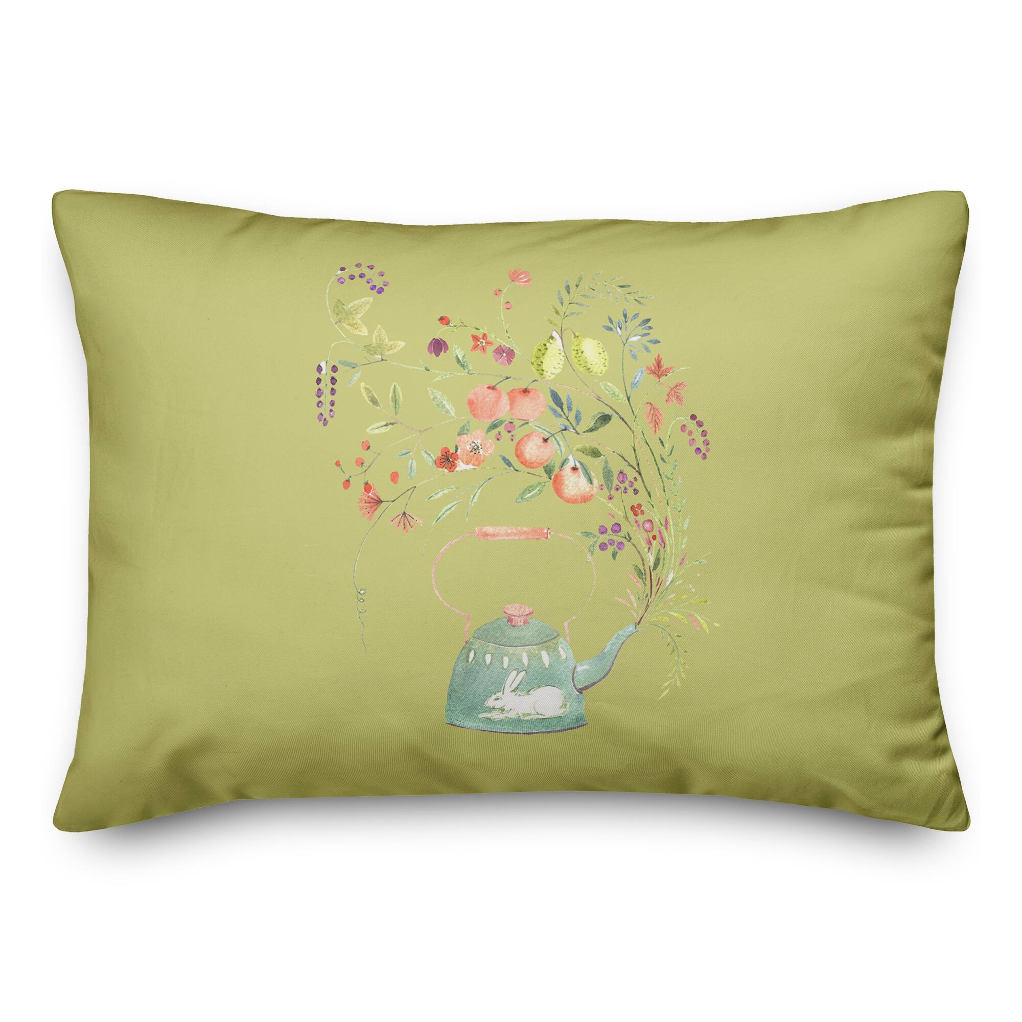 Tea Pot Spring Showers 14" x 20" Throw Pillow
