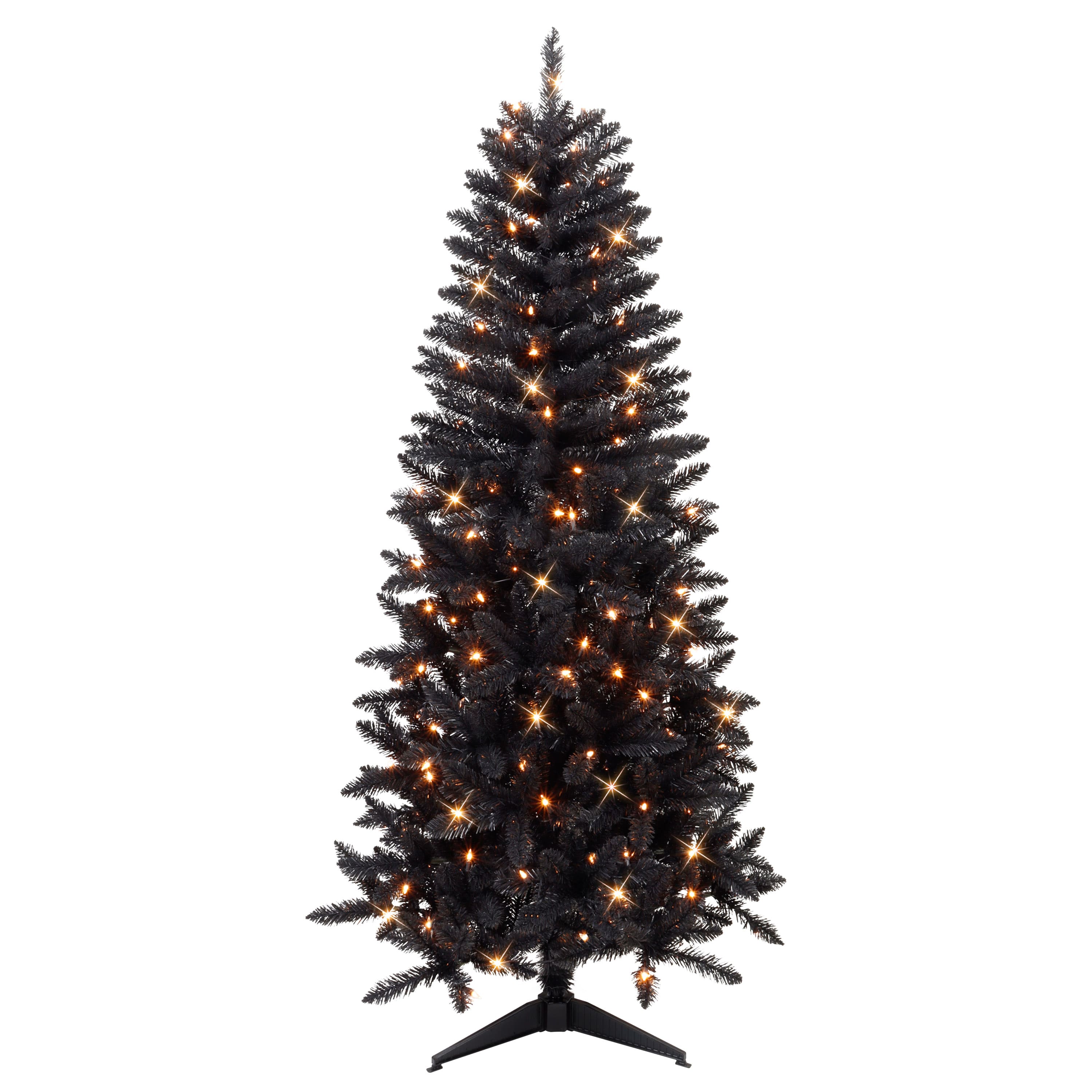 6ft. Pre-Lit Black Carson Pine Artificial Christmas Tree, Clear Lights