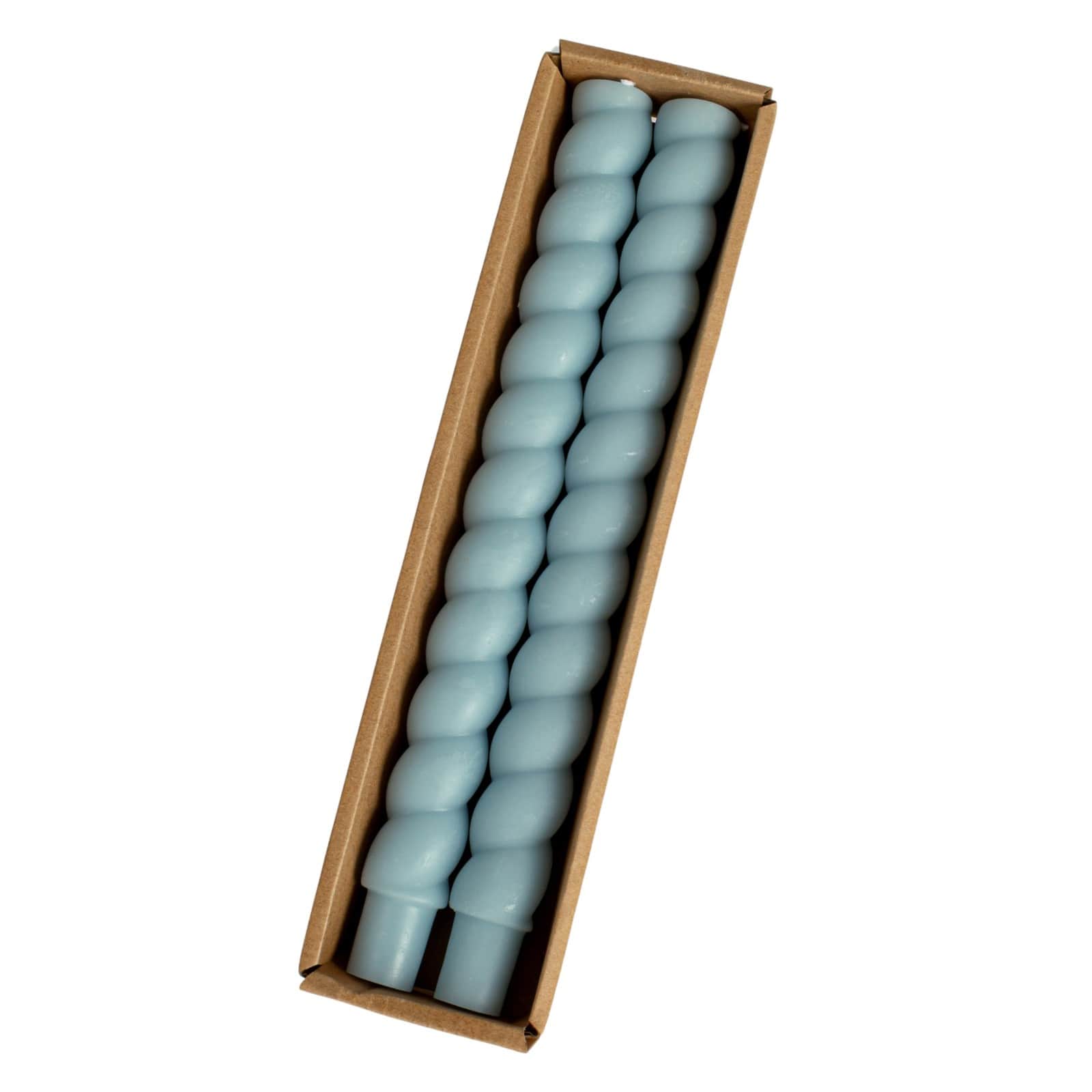 Hello Honey&#xAE; 10&#x22; Light Blue Unscented Twisted Taper Candles, 2ct.
