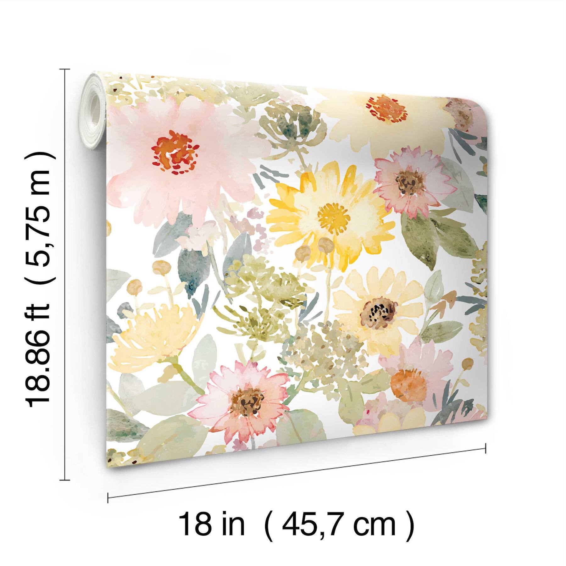 RoomMates Coral &#x26; Yellow Southern Charm Peel &#x26; Stick&#xA0;Wallpaper