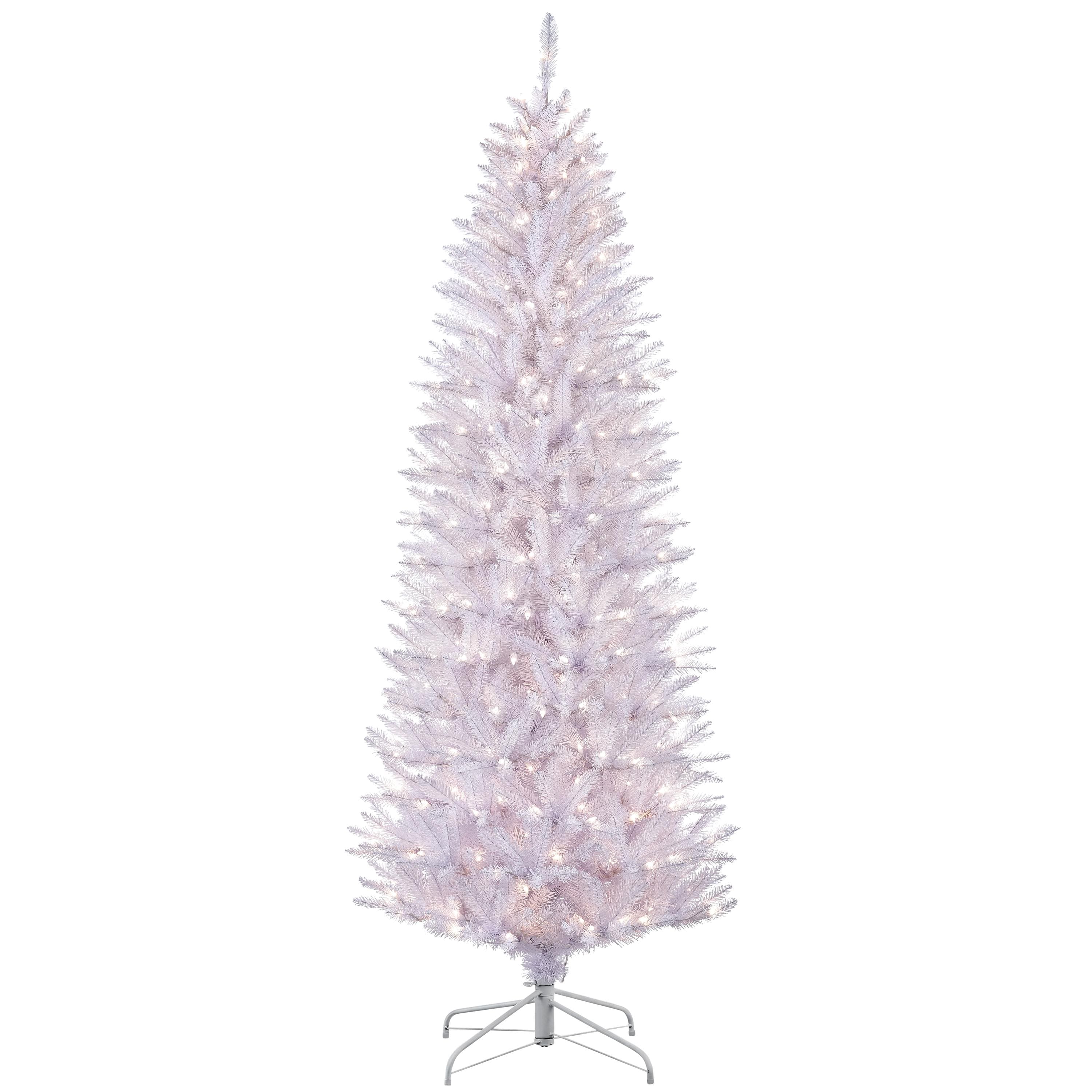 7.5ft. Pre-Lit White Fraser Fir Pencil Artificial Christmas Tree, Clear Lights