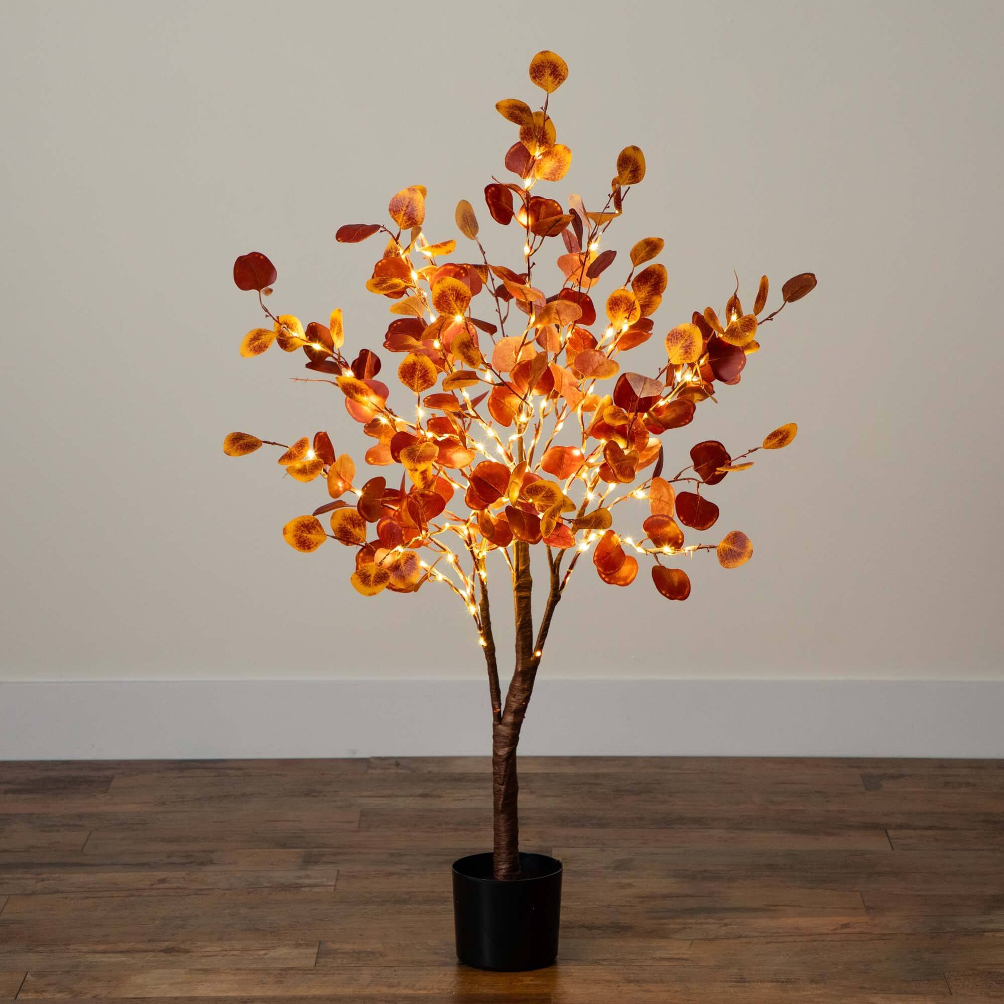 4ft. Pre-Lit LED Autumn Eucalyptus Artificial Fall Tree