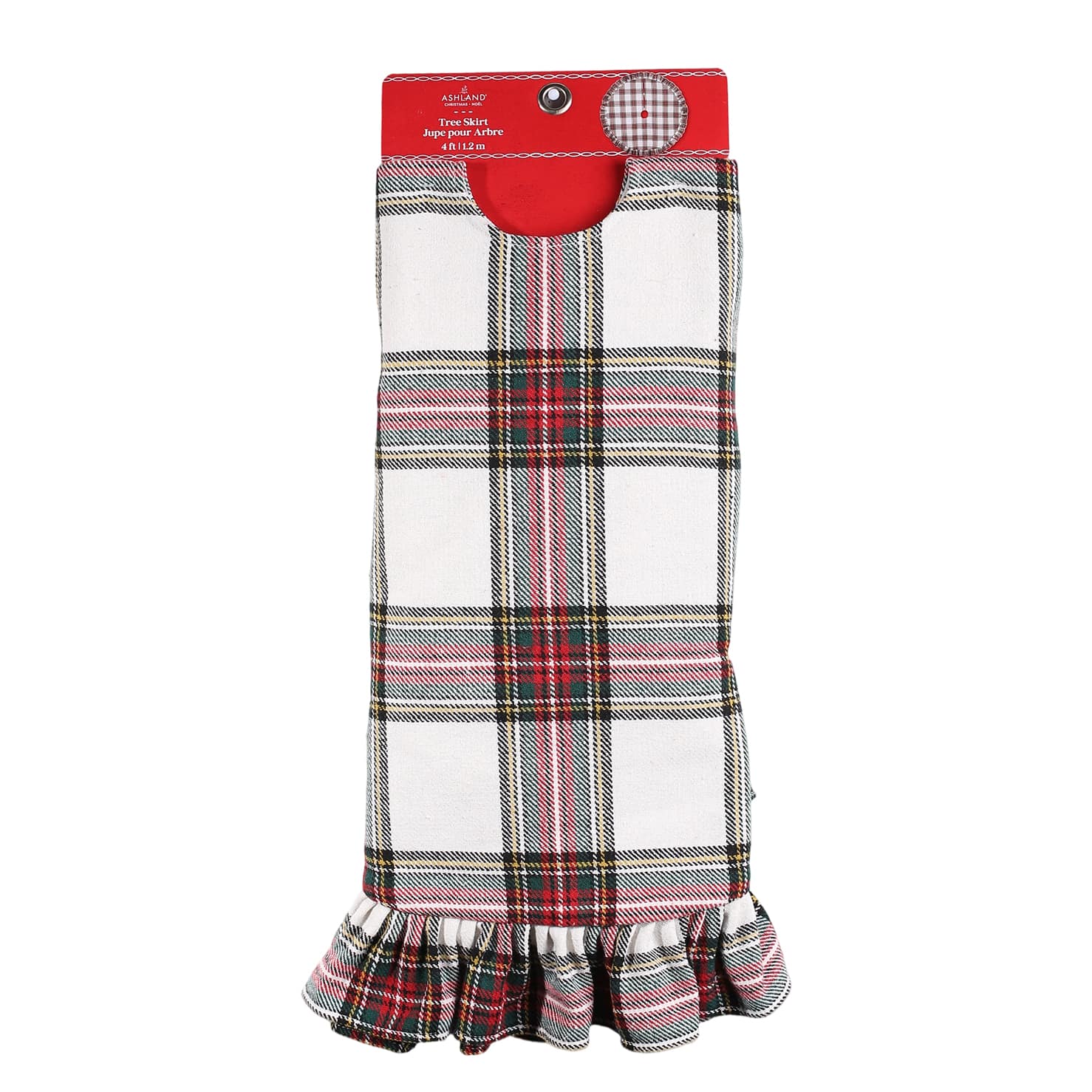 4ft. White Tartan Plaid Tree Skirt by Ashland&#xAE;
