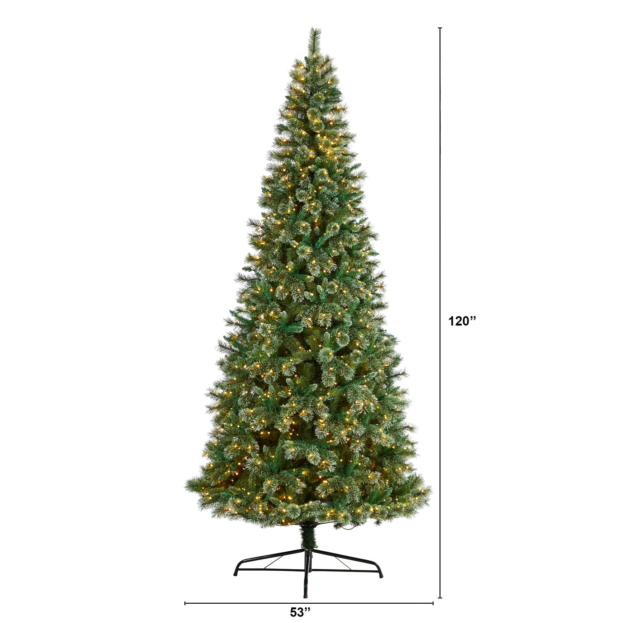 10ft. Pre-Lit Wisconsin Snow Tip Pine Artificial Christmas Tree, Clear LED Lights