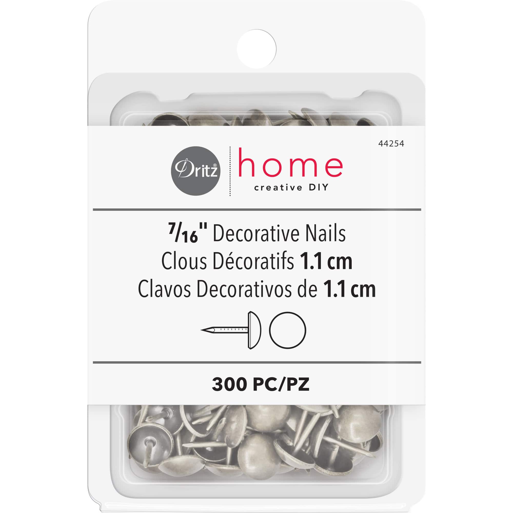 Dritz® Home 7/16" Brushed Nickel Smooth Decorative Nails, 300ct.