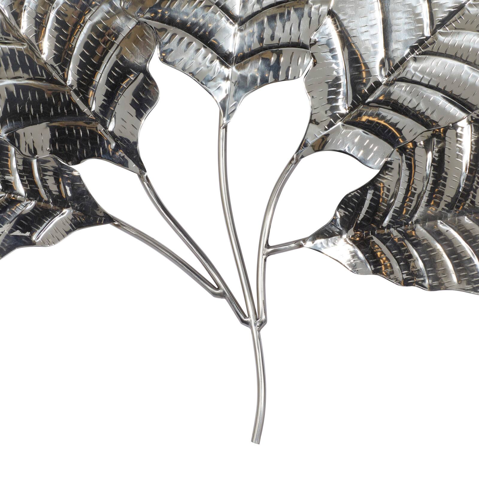 36" Silver Steel Glam Leaf Wall Décor