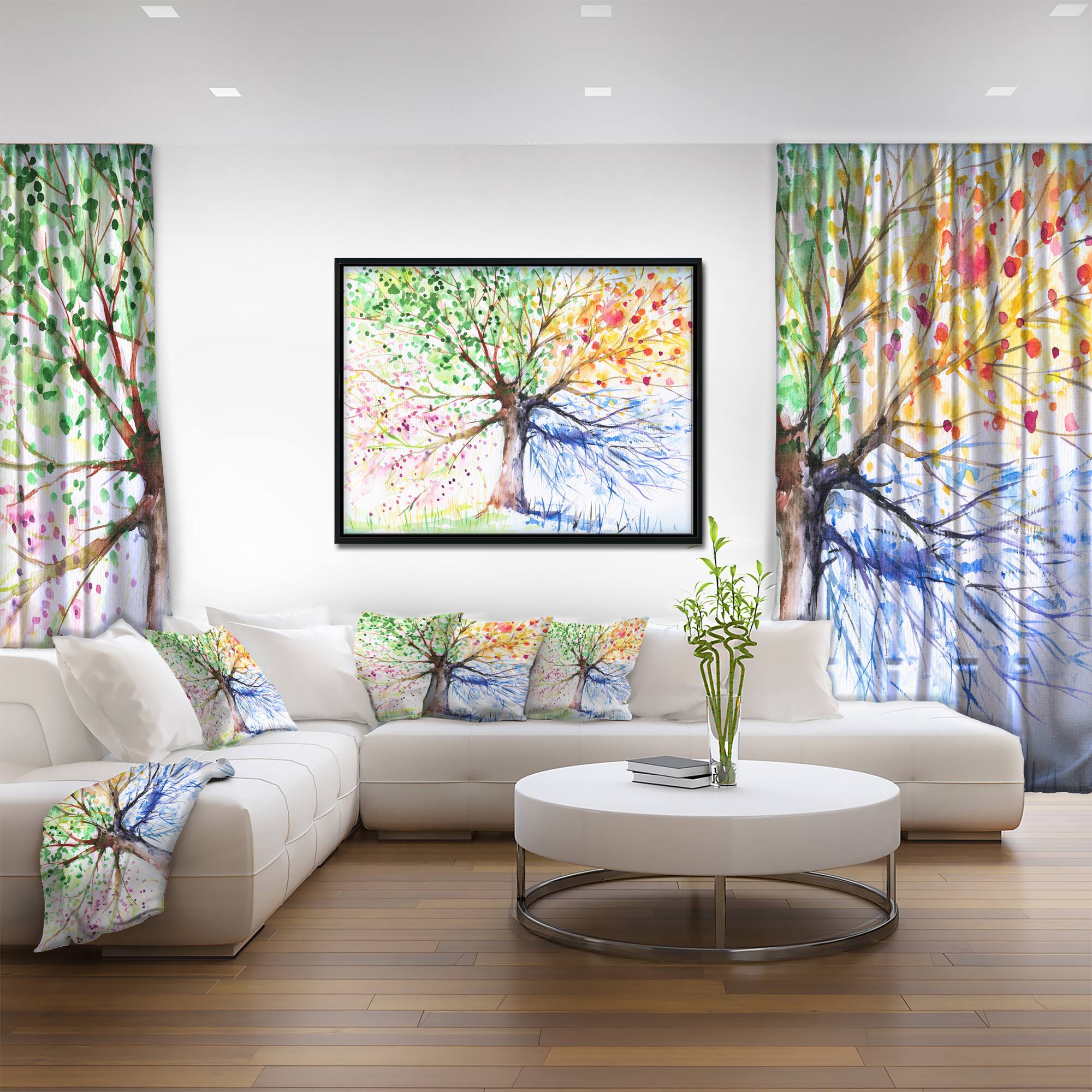 Designart - Four Seasons Tree - Floral Art Framed Canvas Print