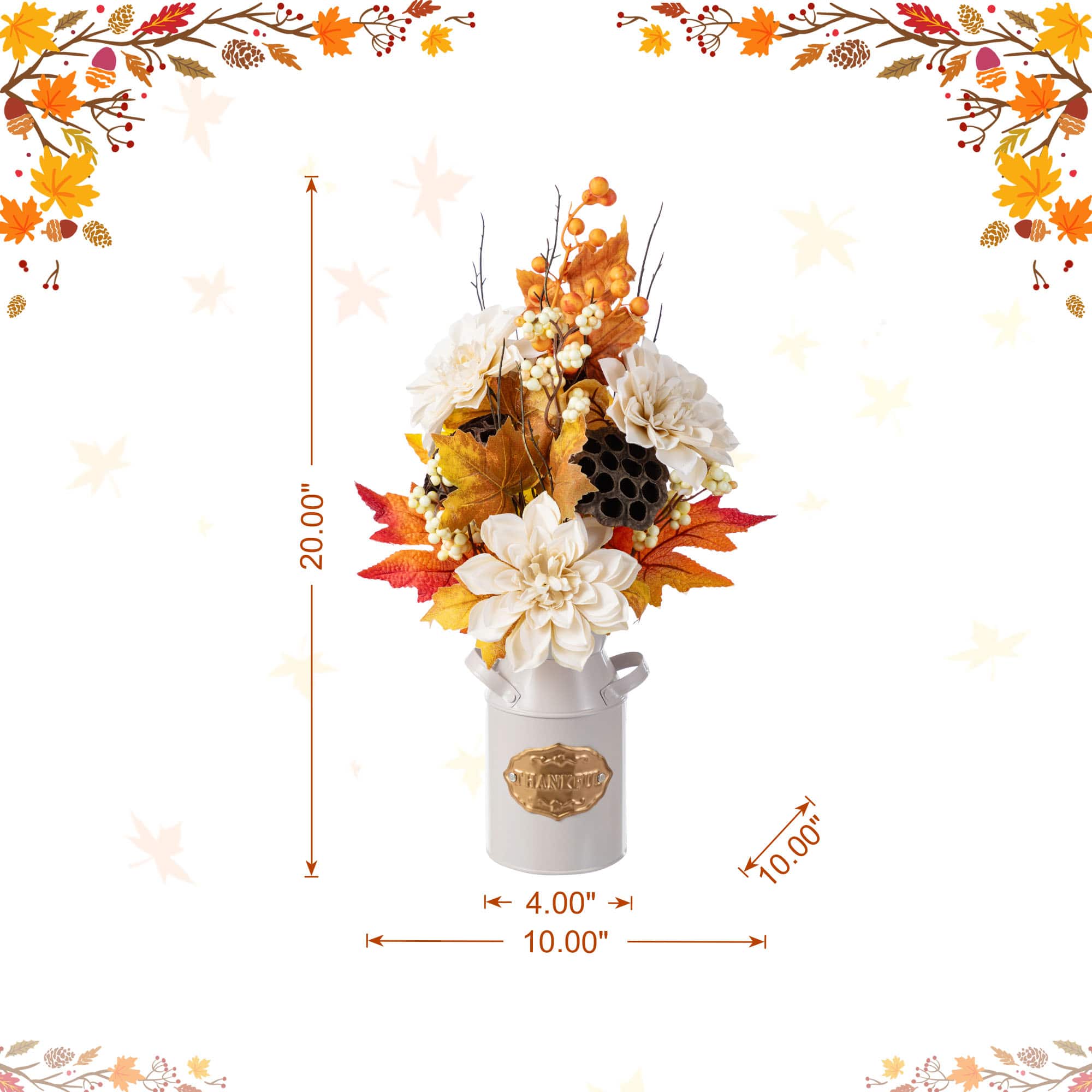 Glitzhome® 22" Fall Dahlia, Lotus Pod and Berry Centerpiece