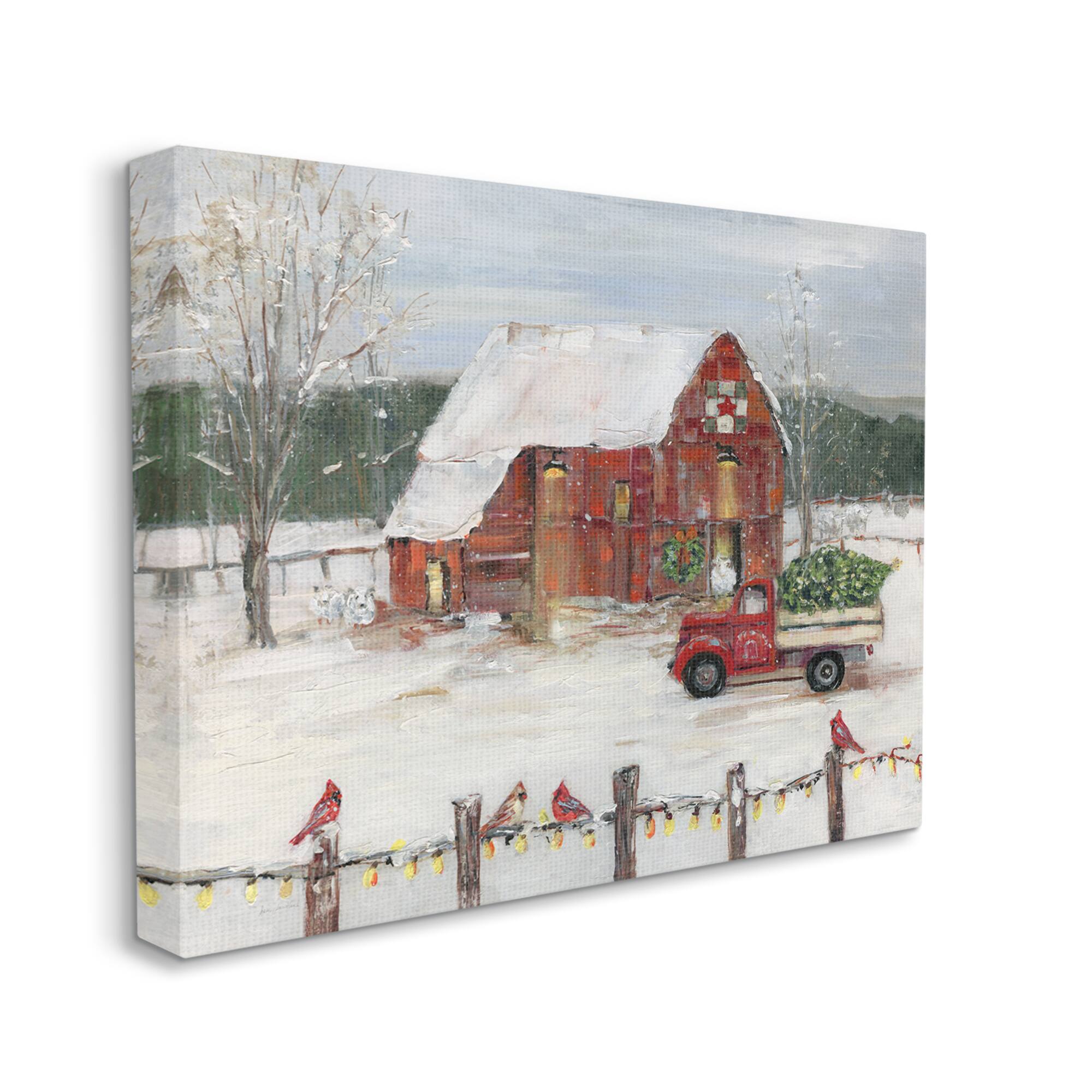 Stupell Industries Snowy Holiday Tree Farm Landscape Canvas Wall Art