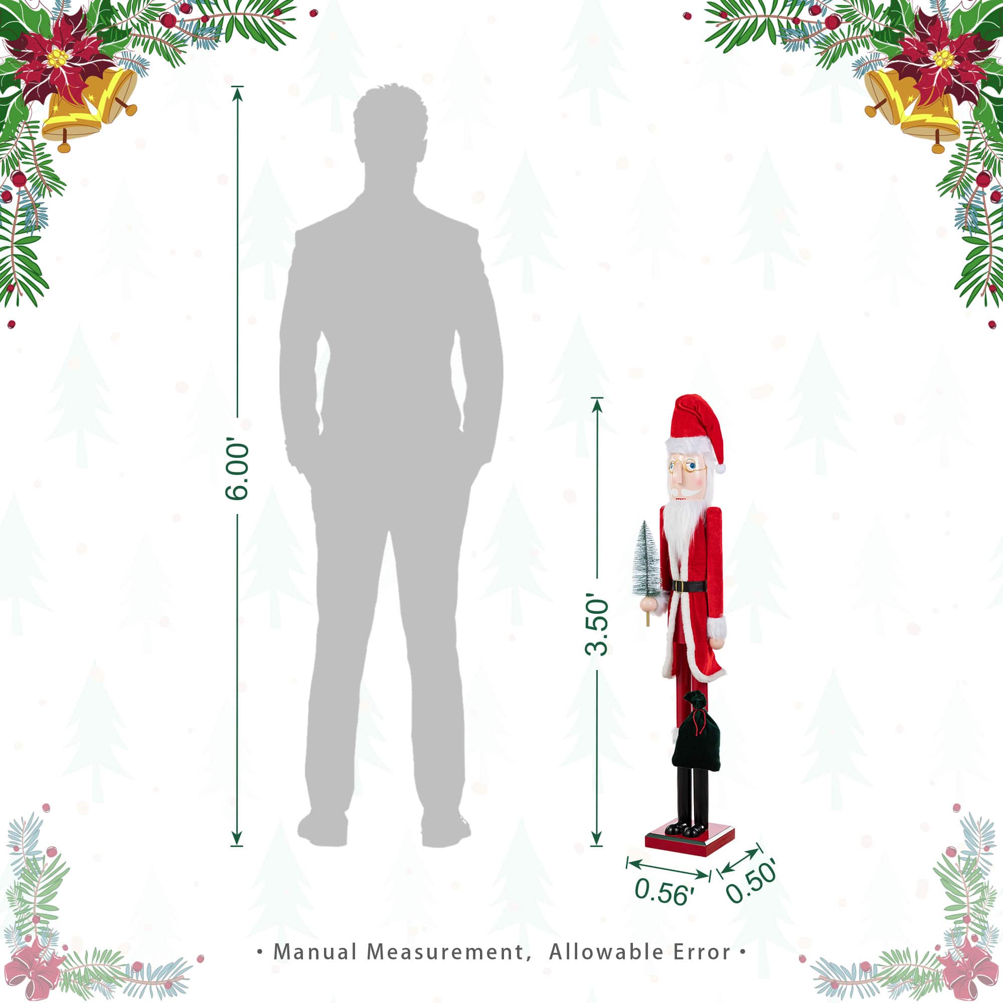 Glitzhome® 42"H Wooden Christmas Santa Nutcracker