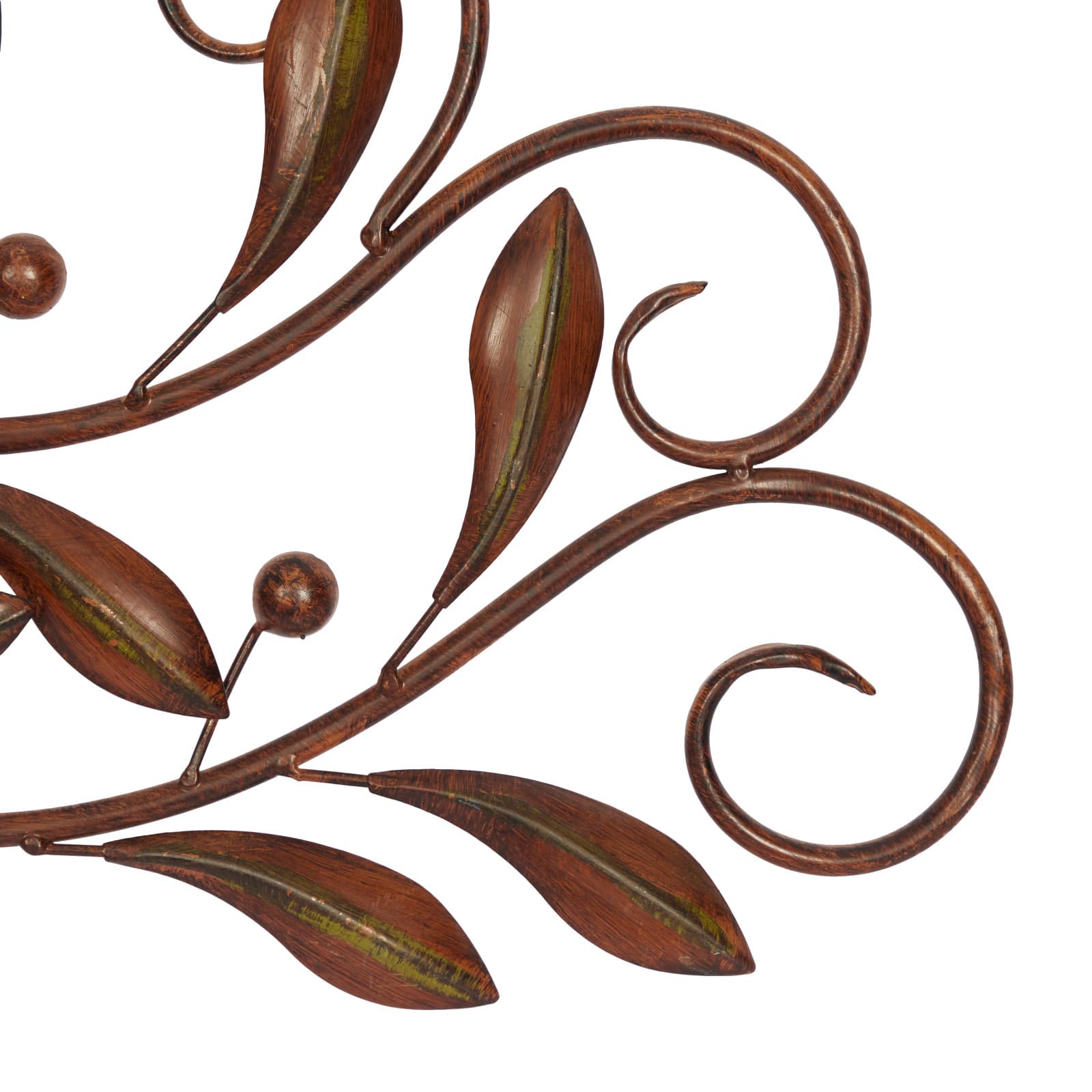 Brown Traditional Scroll &#x26; Leaf Metal Wall Accent