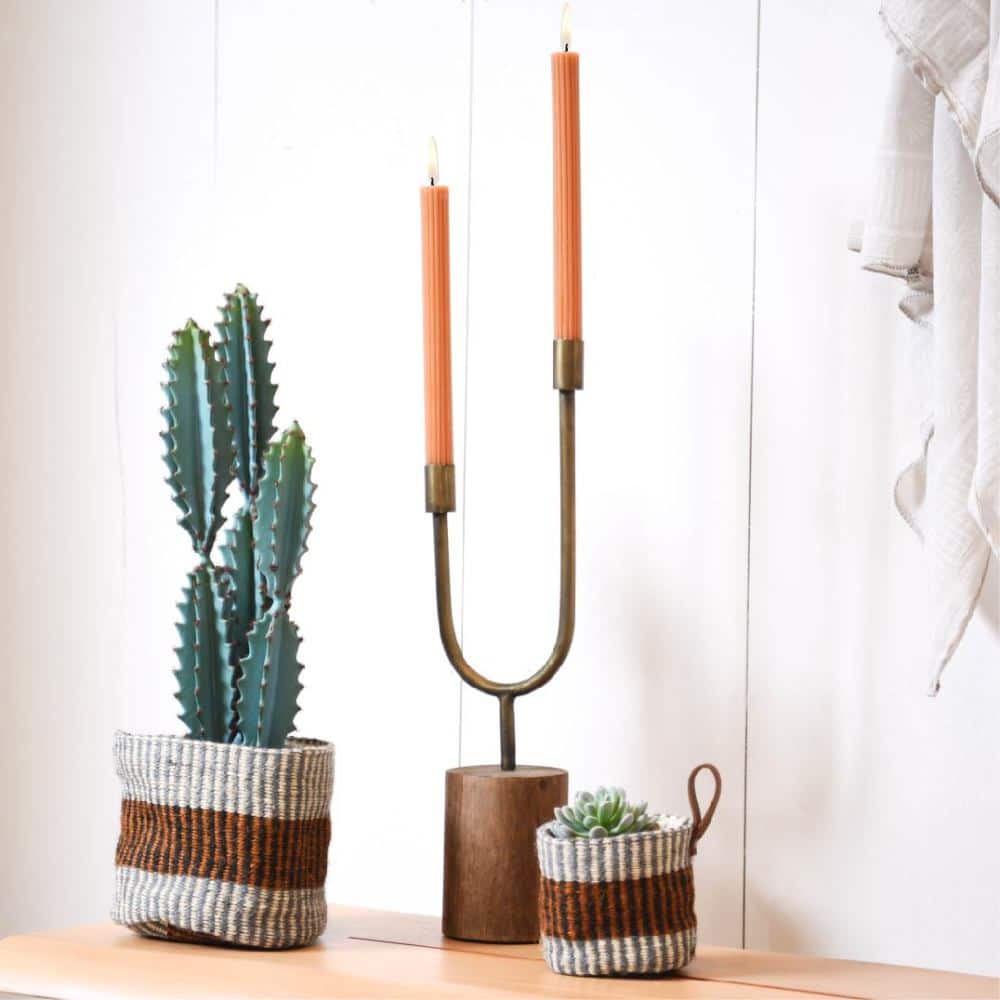 Hello Honey® Asymmetrical Wood & Metal Candle Holder