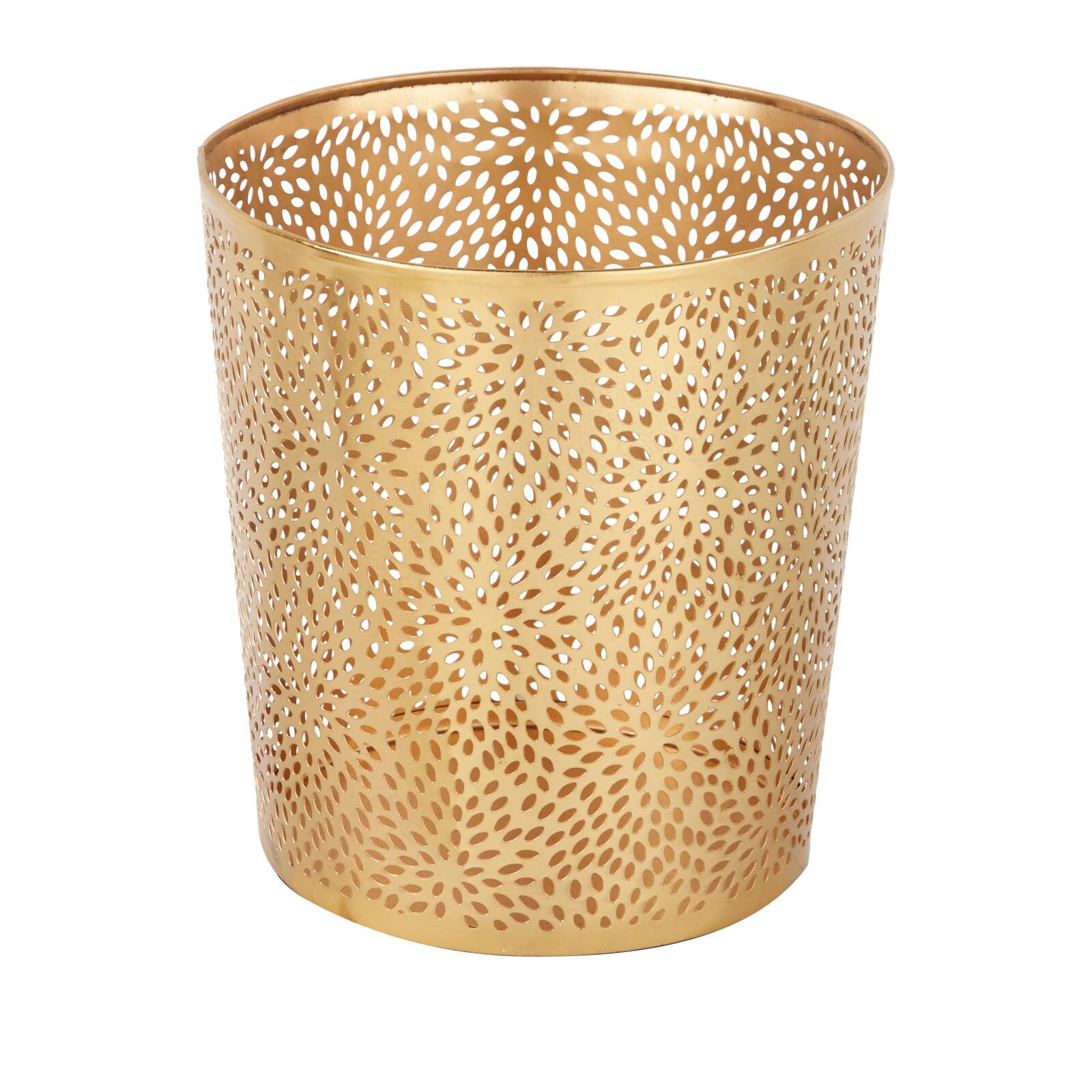 CosmoLiving by Cosmopolitan 10&#x22; Gold Glam Small Waste Bin