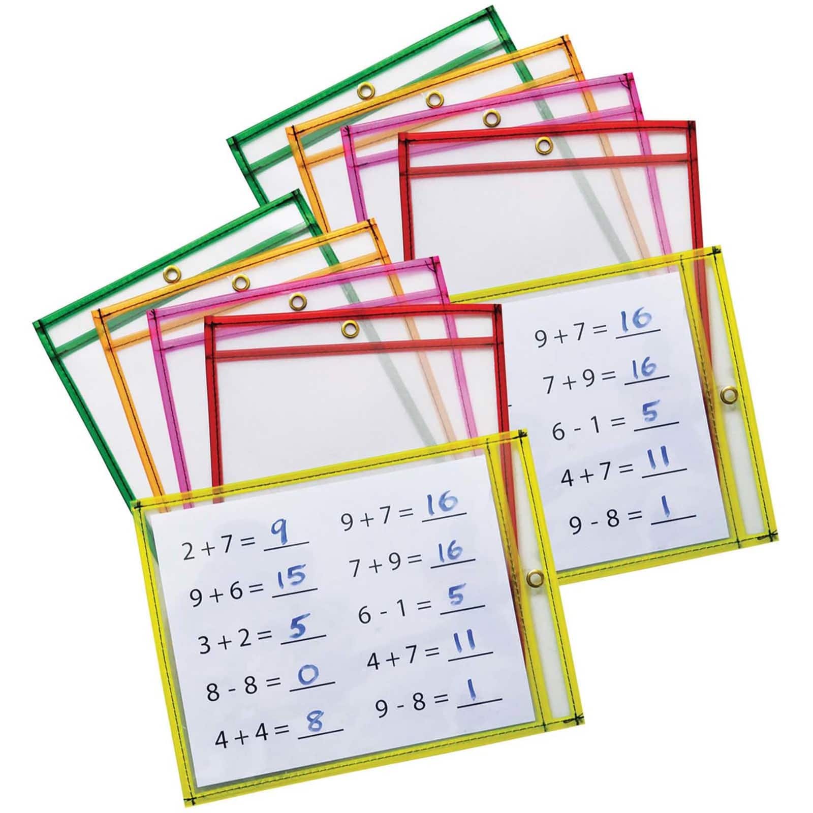 Pacon® 9" x 12" Assorted Neon Dry Erase Pockets, 2 Packs of 10