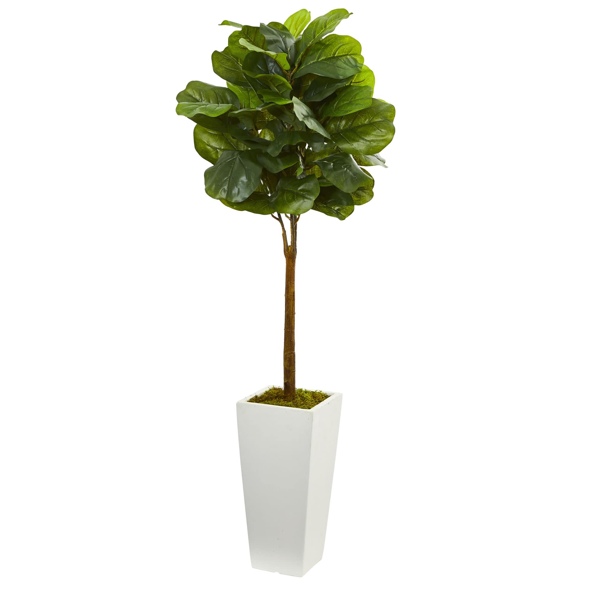 4ft. Fiddle Leaf Artificial Tree in White Tower Planter