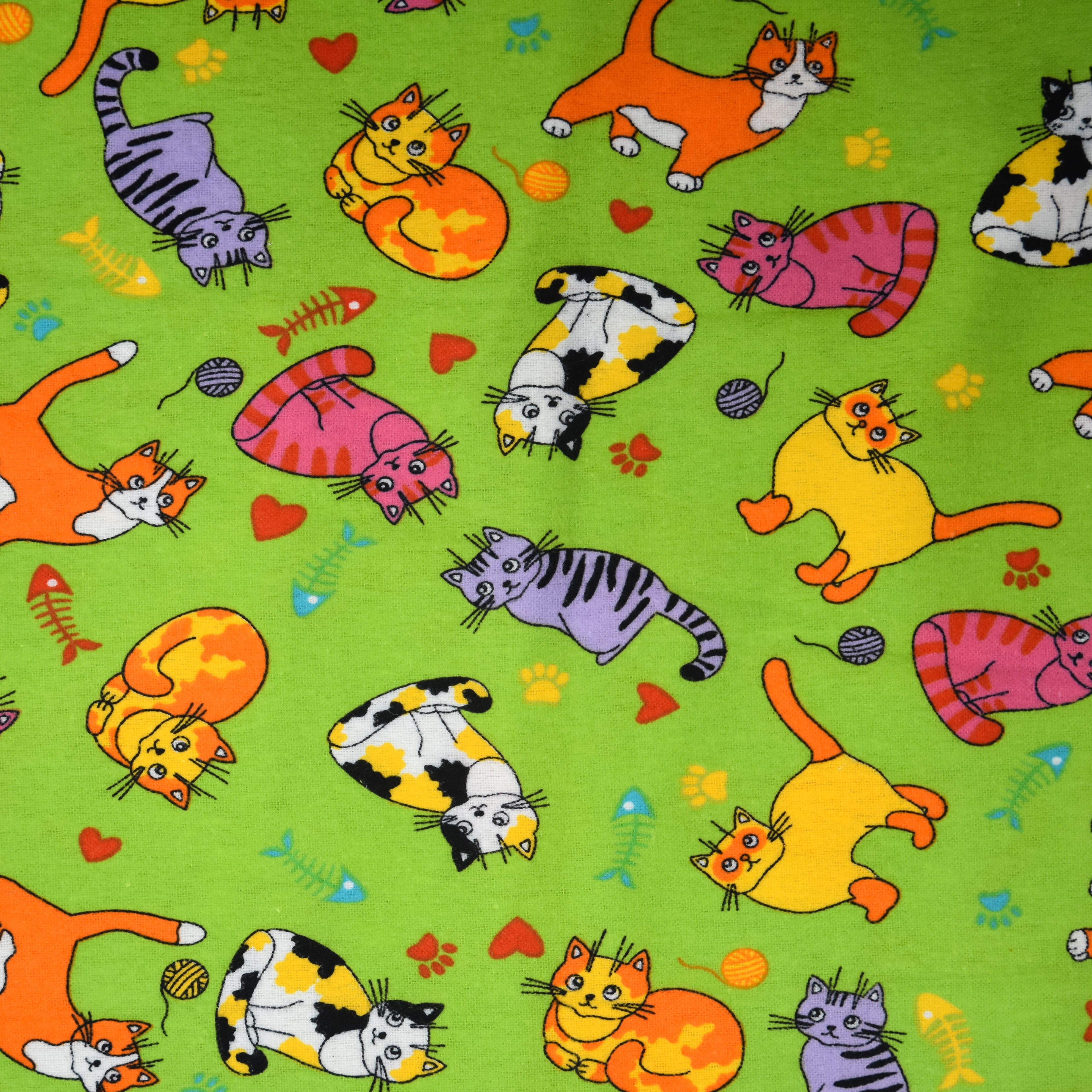 Feldman Green Cats Cotton Flannel