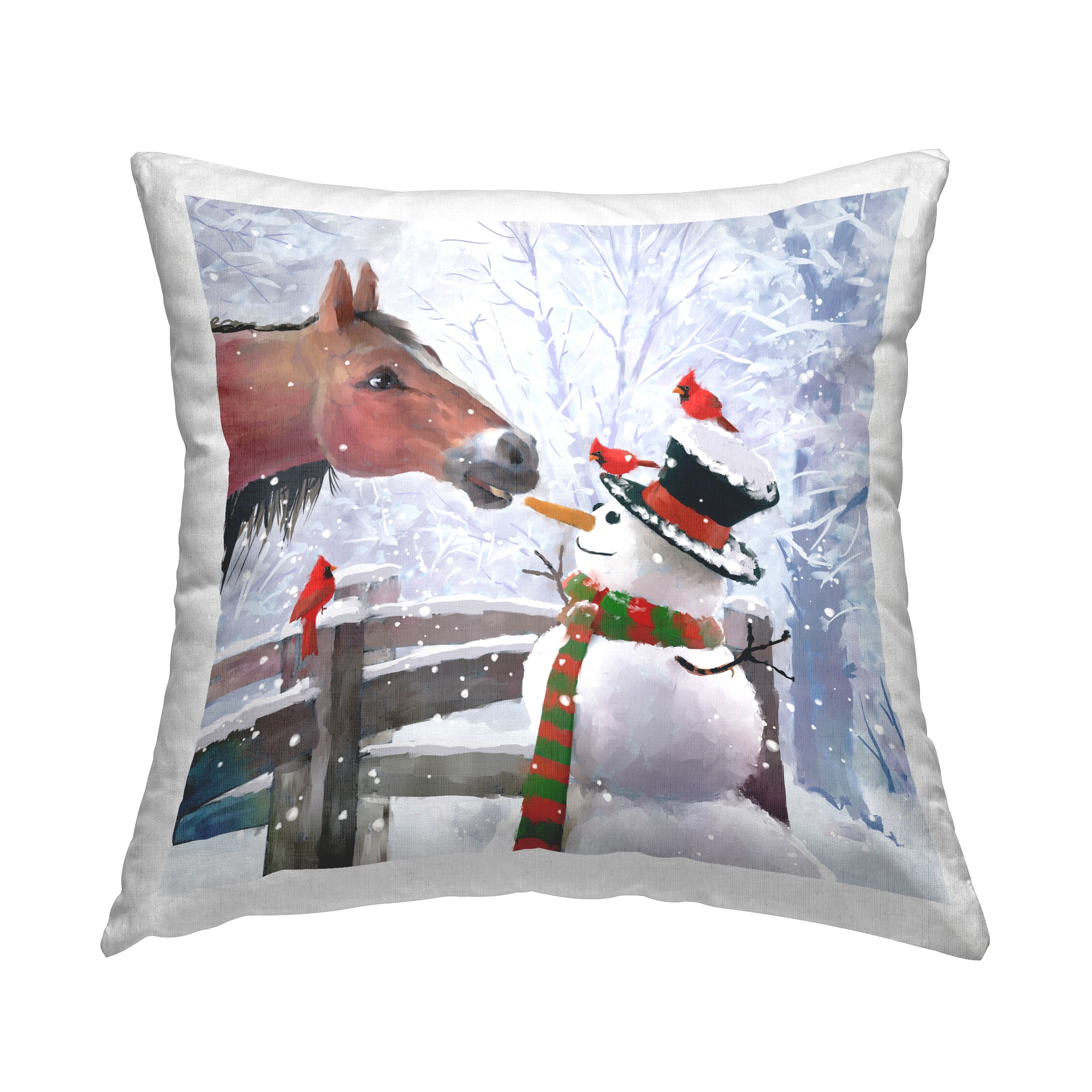 Stupell Industries Happy Snowman & Horse Pillow