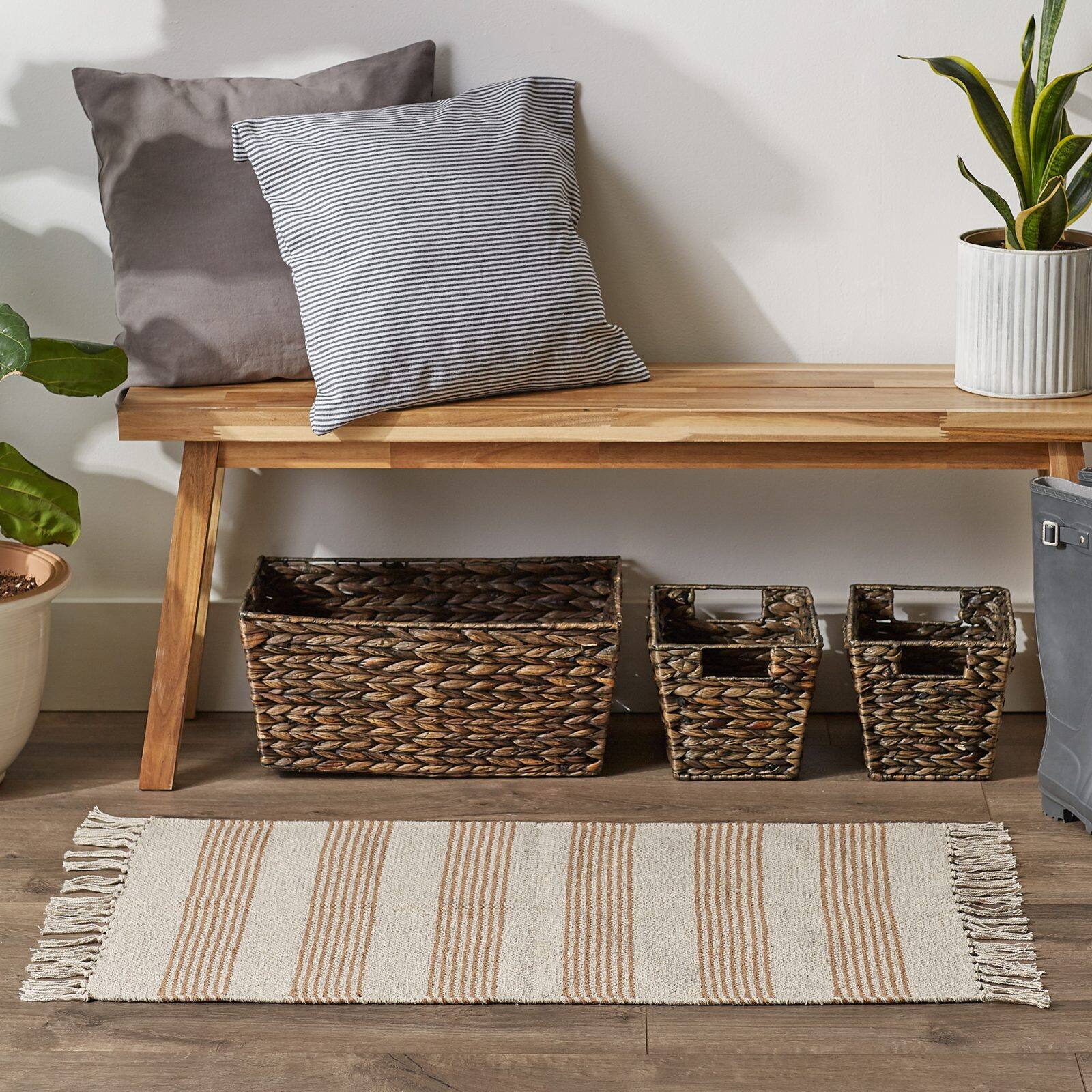 DII® Stone Ticking Stripe Hand-Loomed Rug, 2ft. x 3ft.