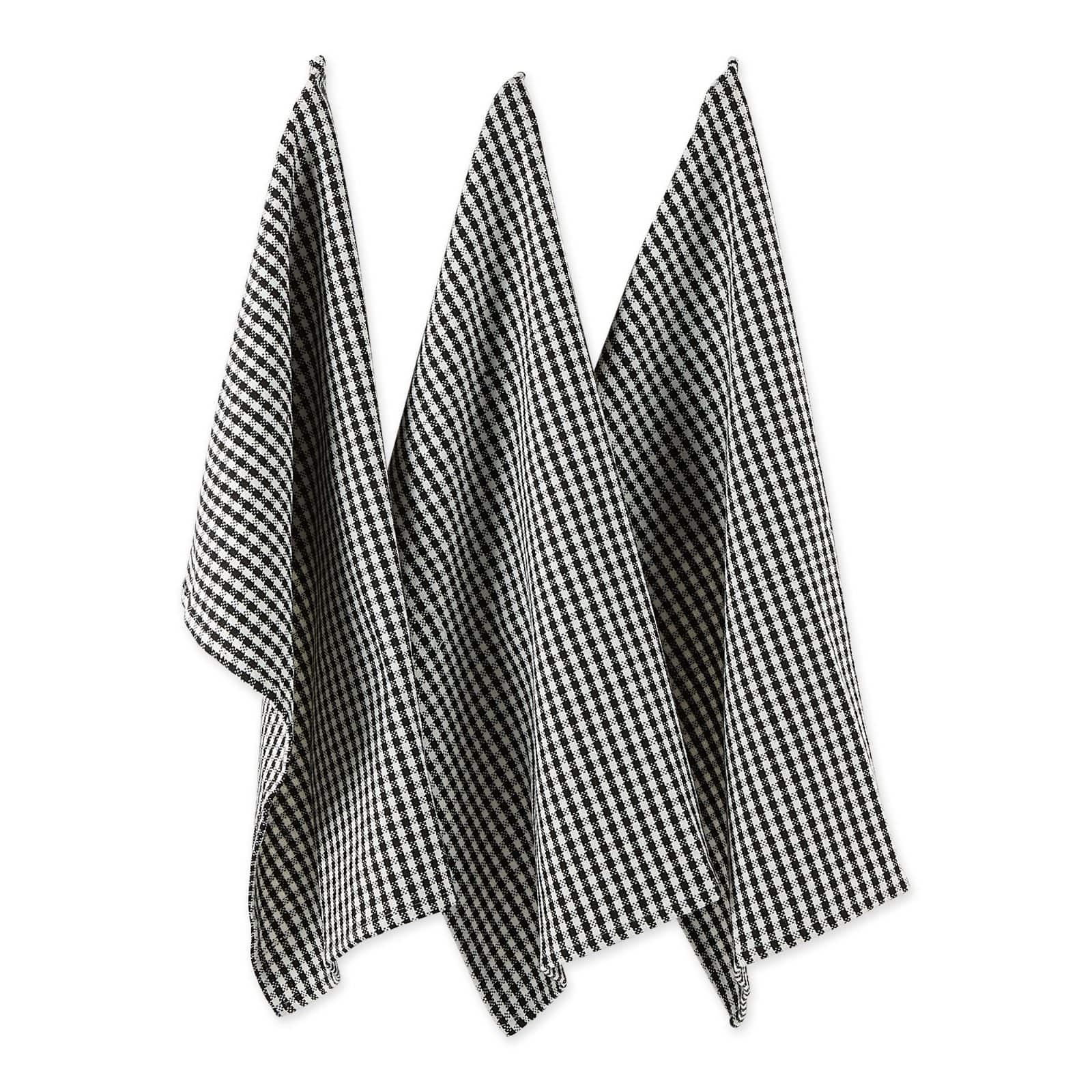 DII&#xAE; Black Check Heavyweight Dishtowel &#x26; Dishcloth Set