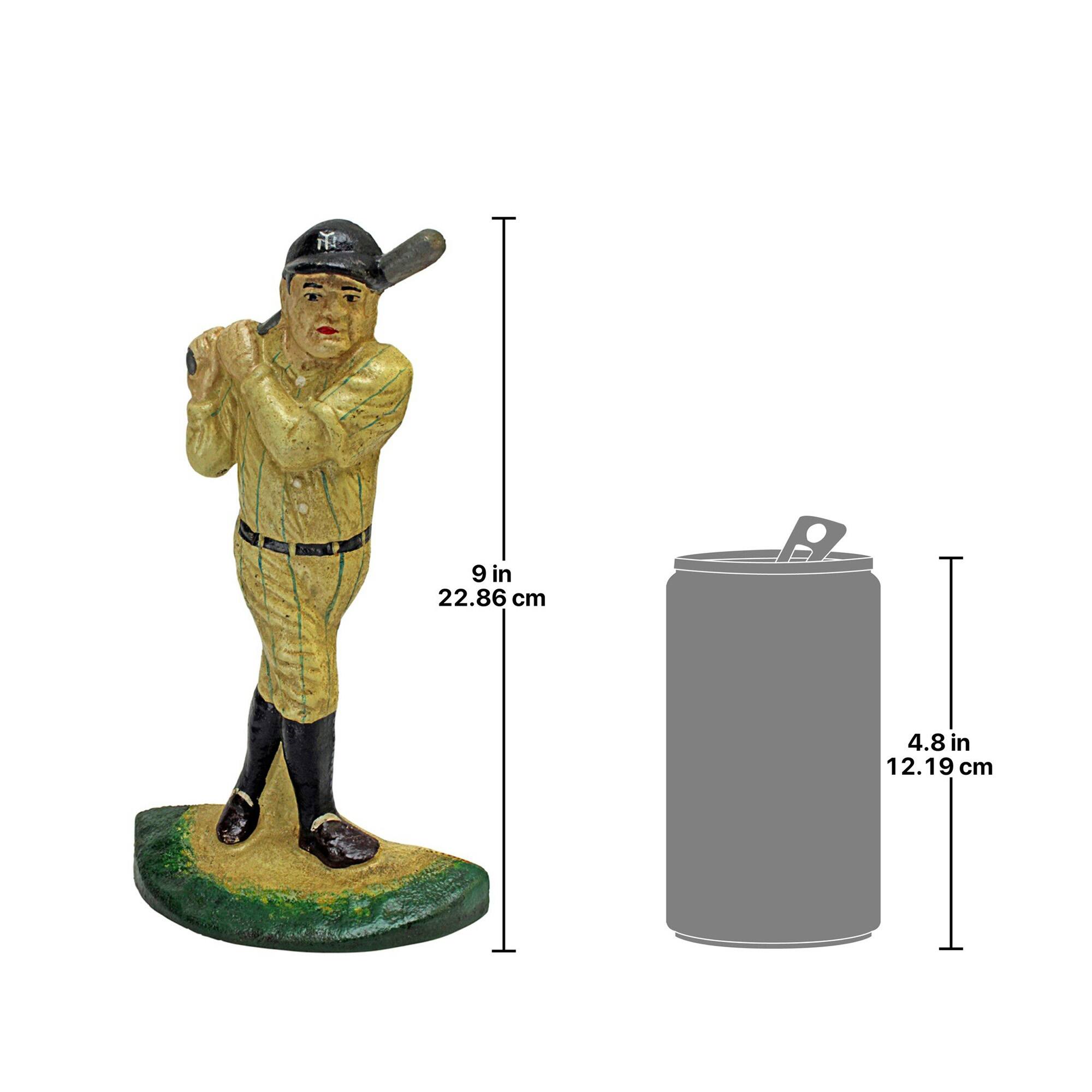 Design Toscano 9" Baseball Player Cast Iron Bookend & Sculptural Doorstop