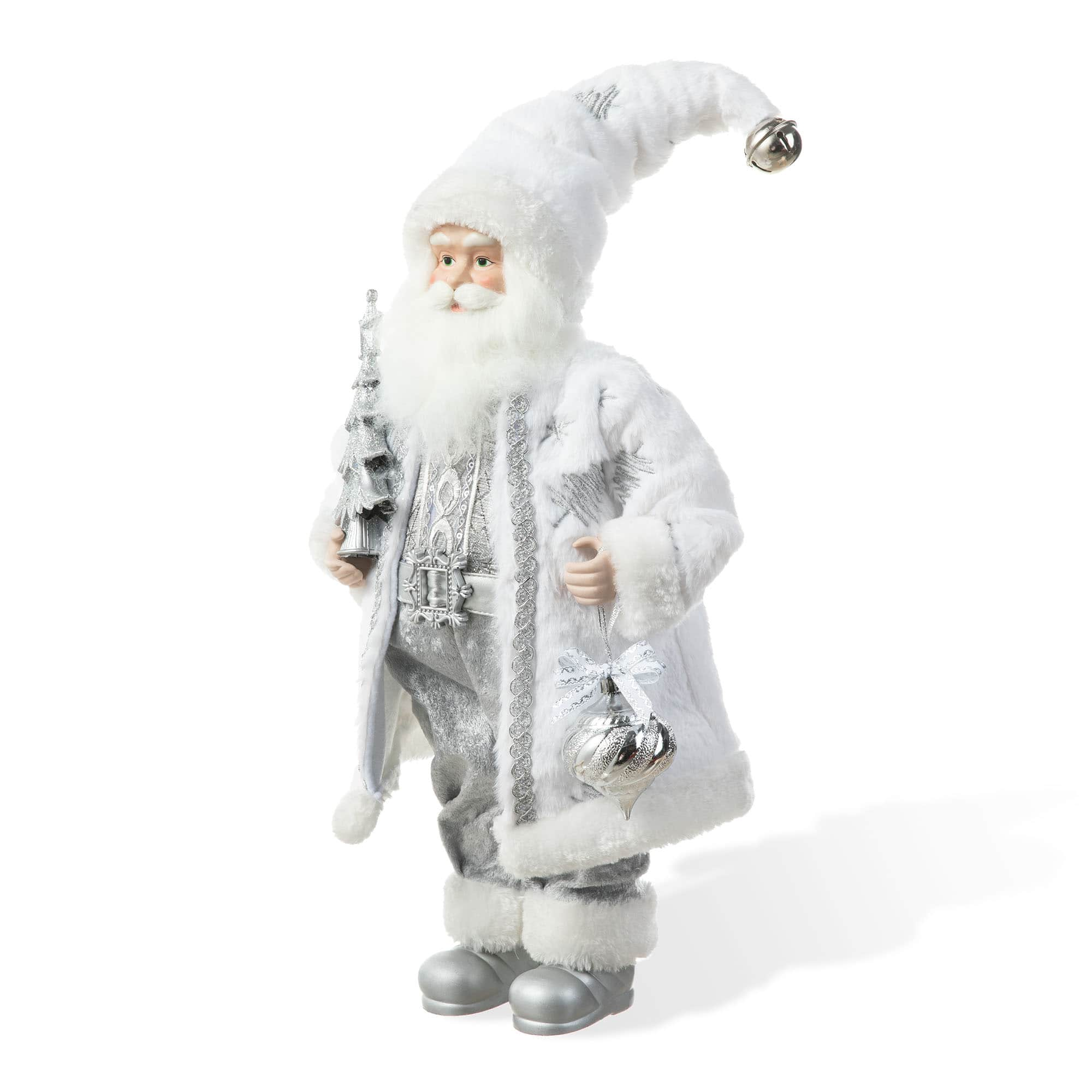 Glitzhome&#xAE; 18&#x22; Faux Fur Christmas Frosty Santa Figurine