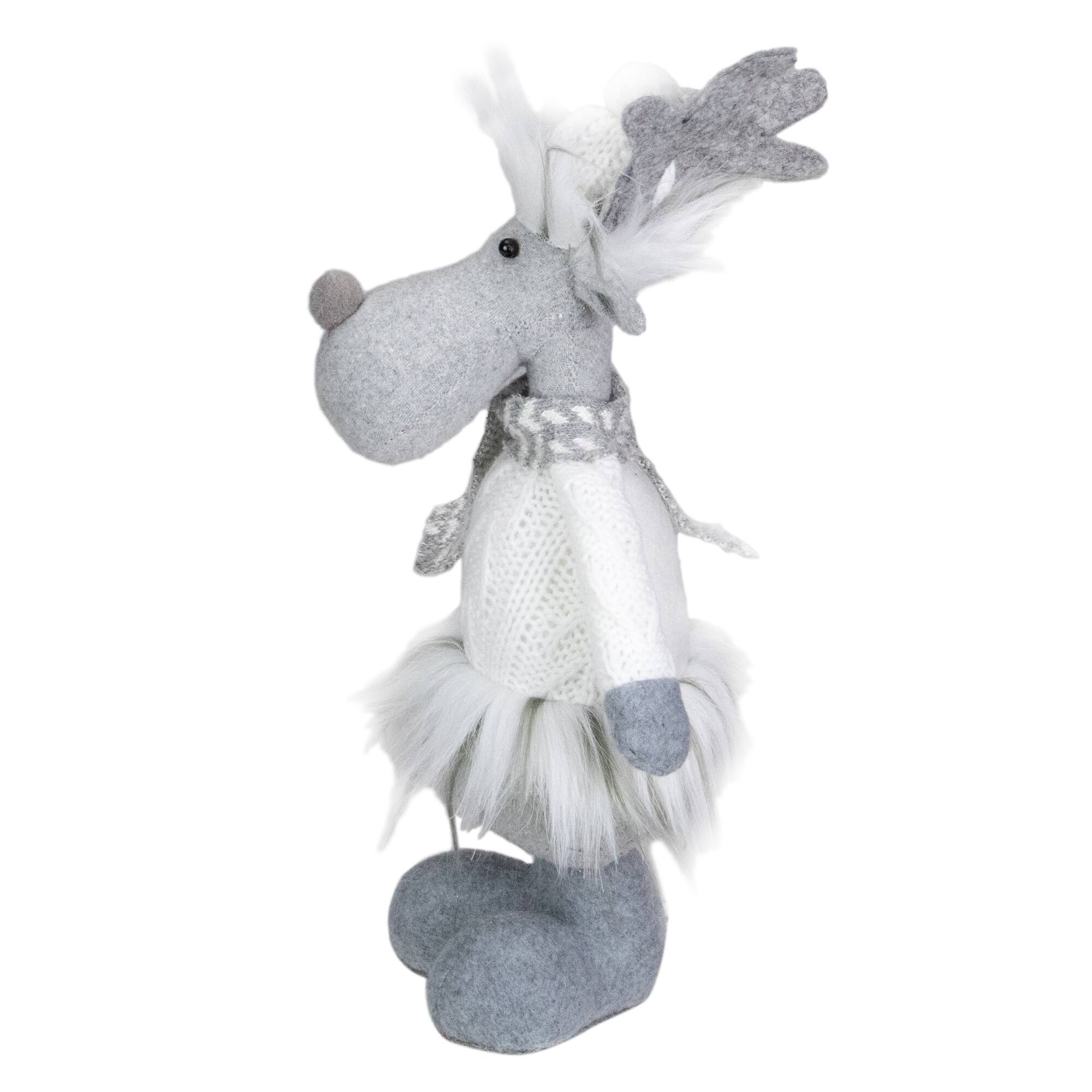 12.5'' Gray and White Standing Moose Tabletop Christmas Decoration